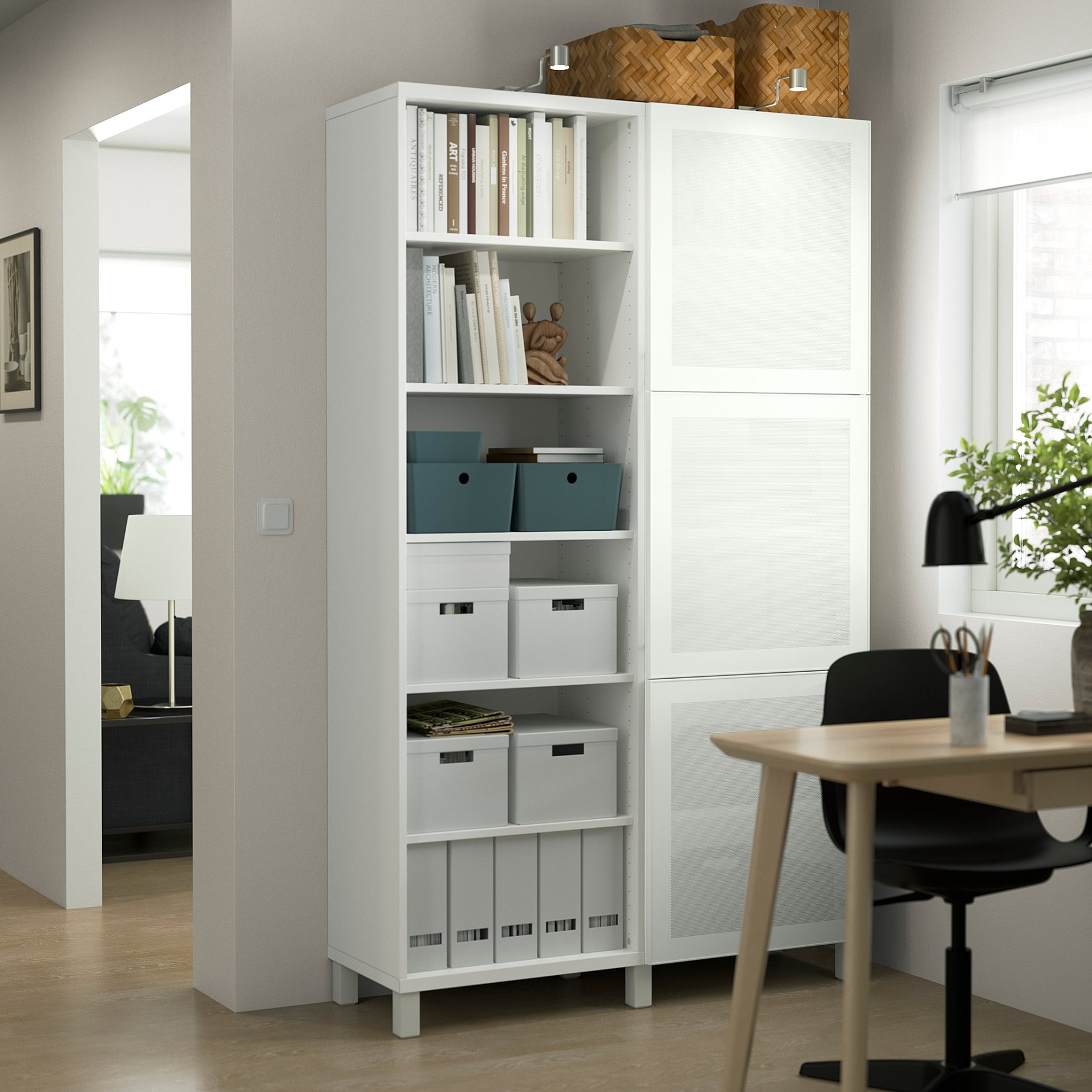 BESTÅ, storage combination with doors, 120x42x202 cm, 794.216.96