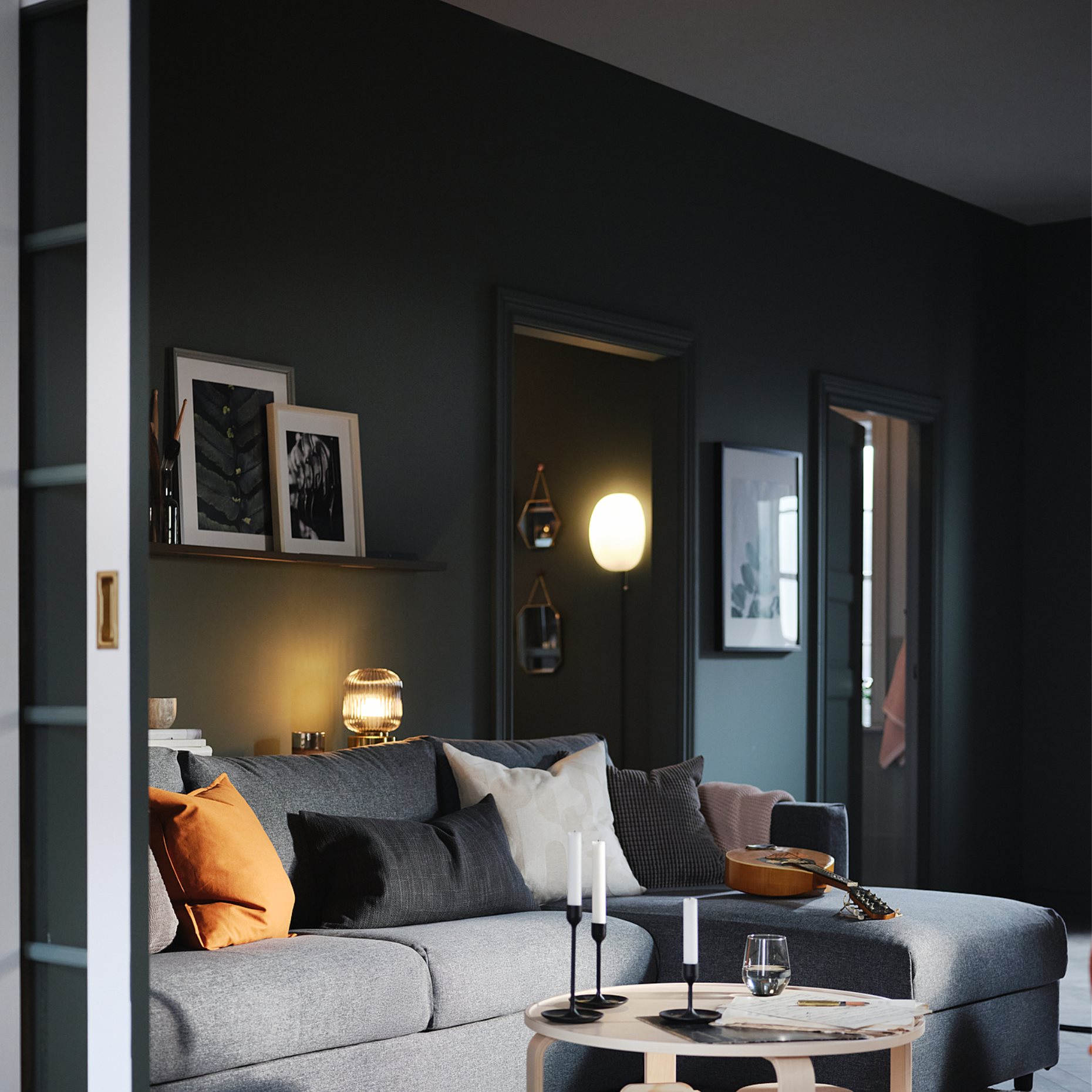 VIMLE, 3-seat sofa-bed with chaise longue, 795.452.82