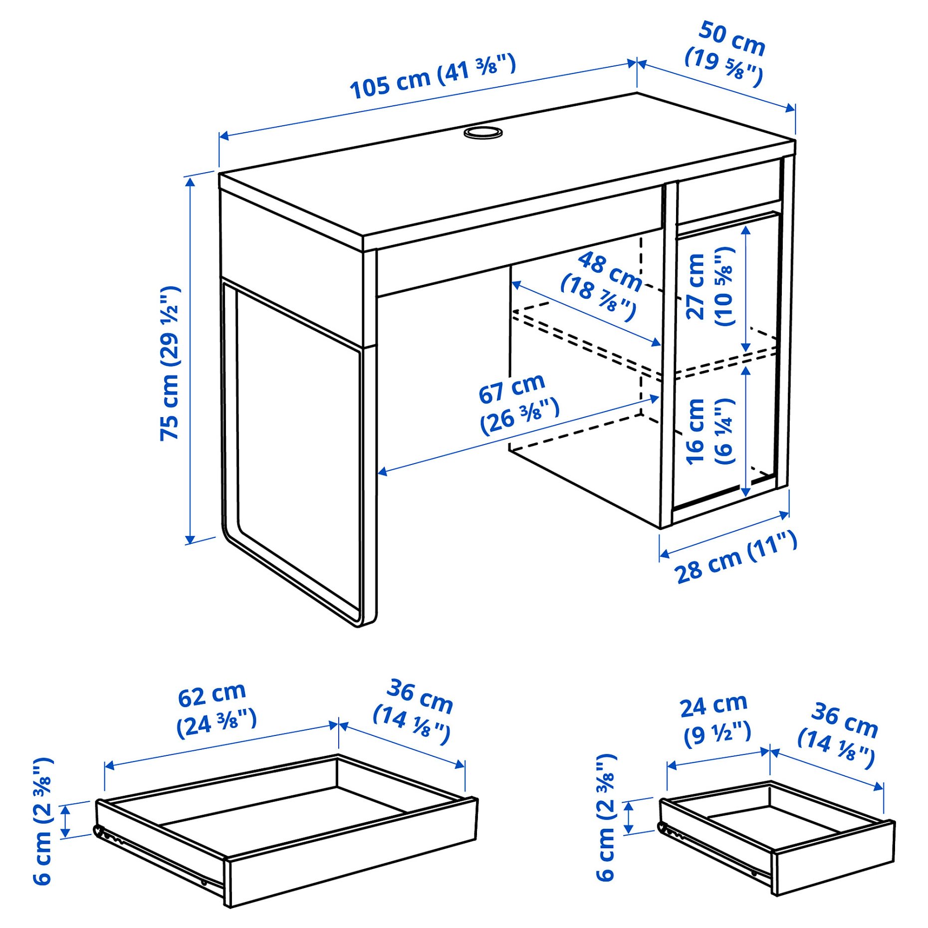 MICKE, desk, 105x50 cm, 804.898.50