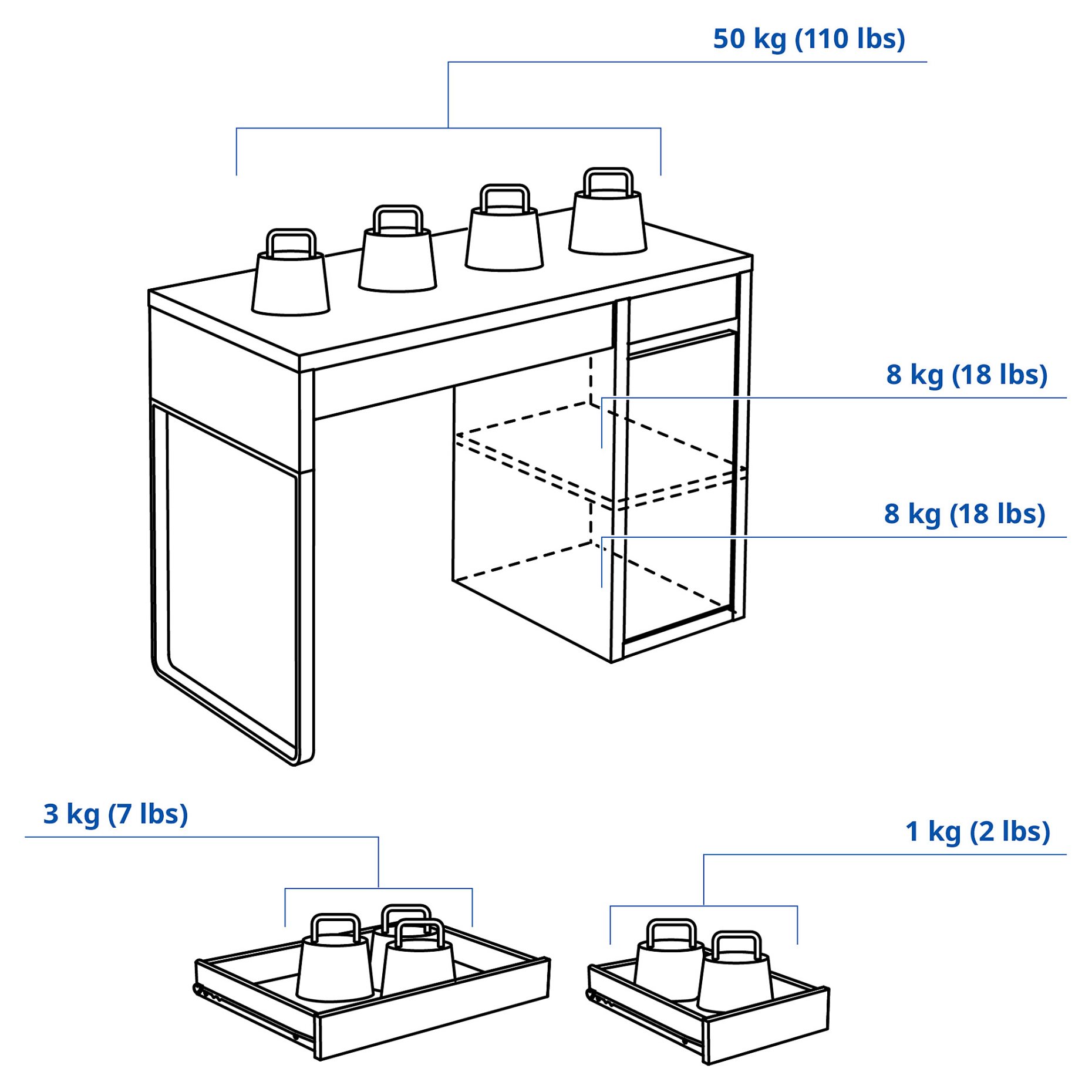 MICKE, desk, 105x50 cm, 804.898.50