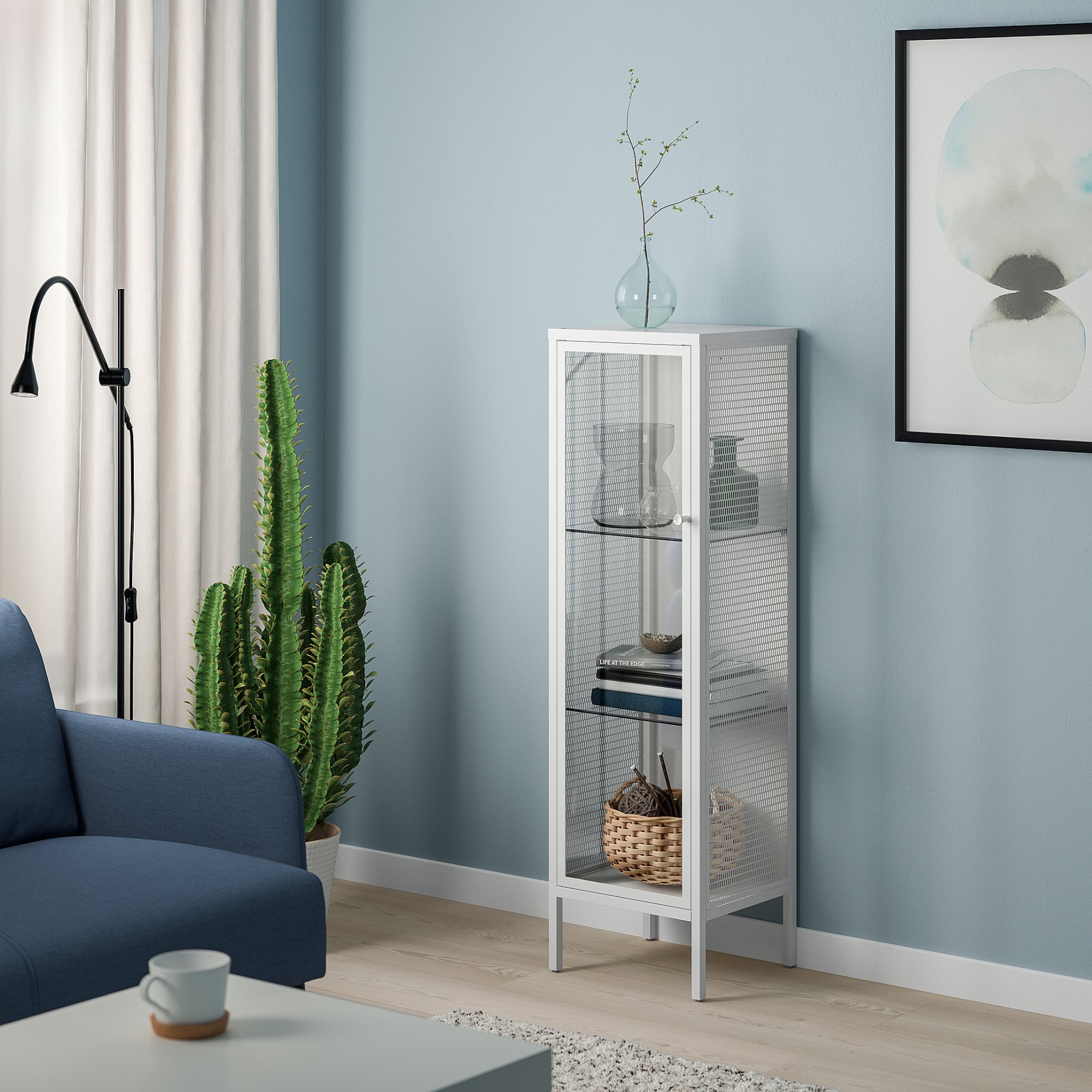BAGGEBO, cabinet with glass doors, 34x30x116 cm, 805.029.98