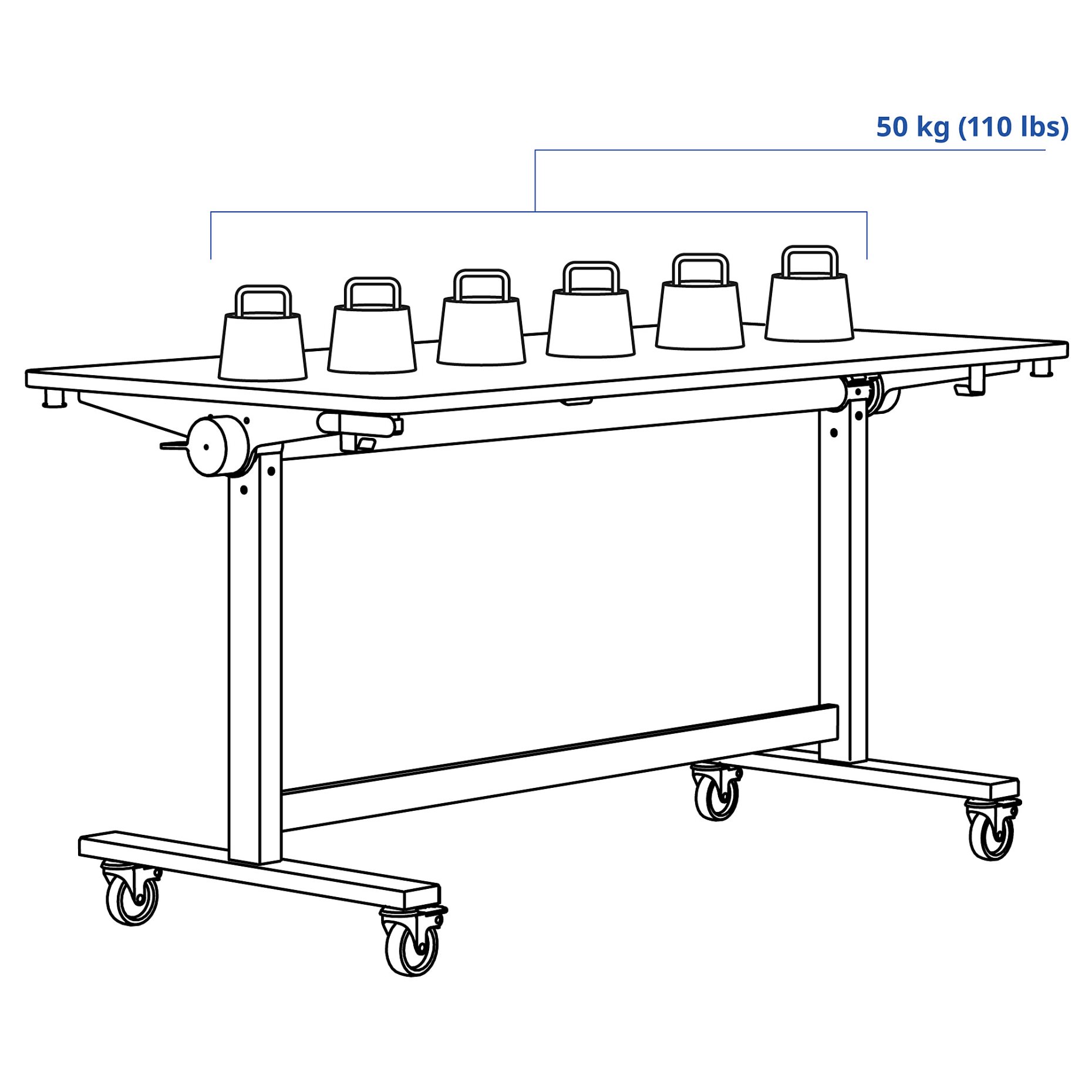 MITTZON, foldable table with castors, 140x70 cm, 805.279.51