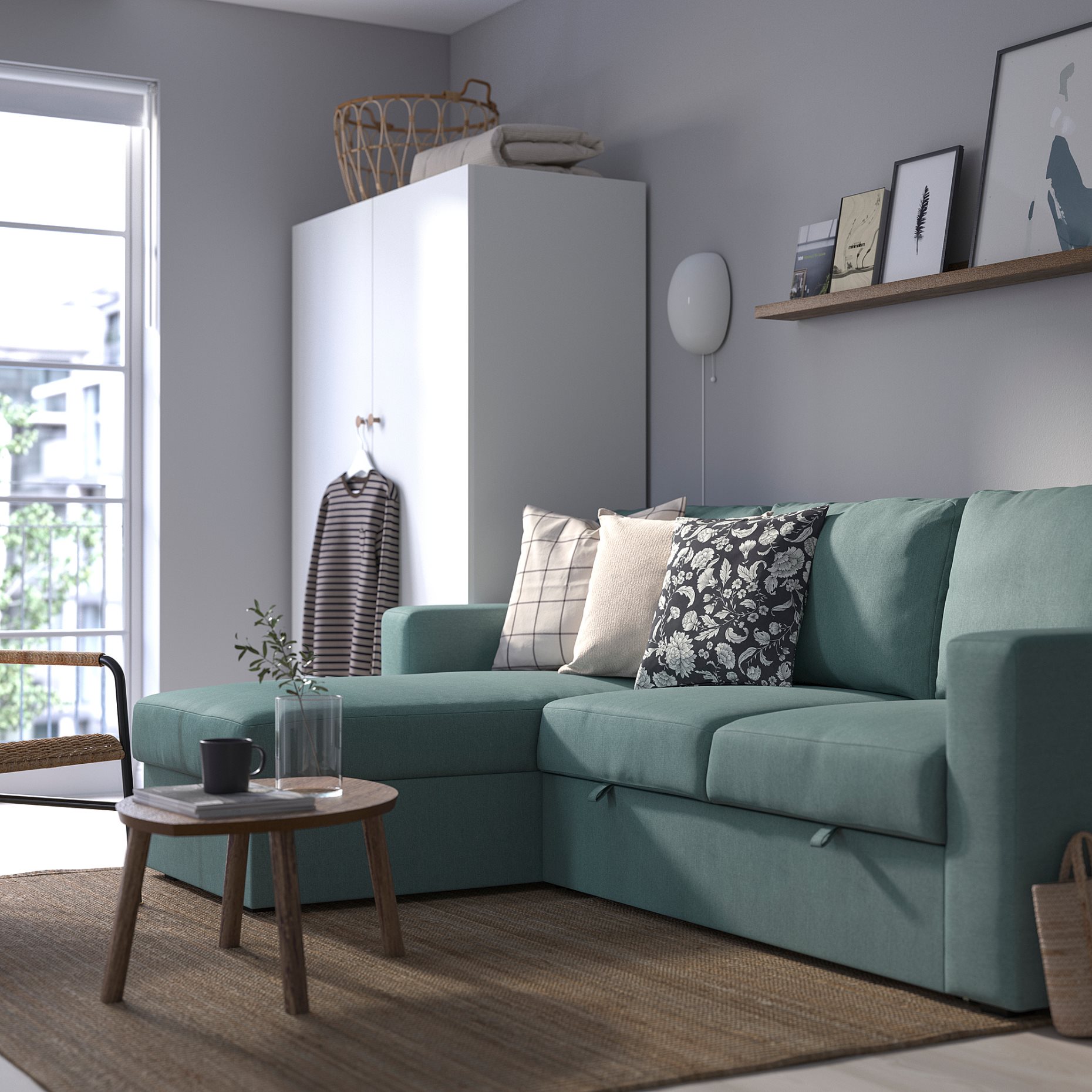 BARSLOV, 3-seat sofa-bed with chaise longue, 805.308.16