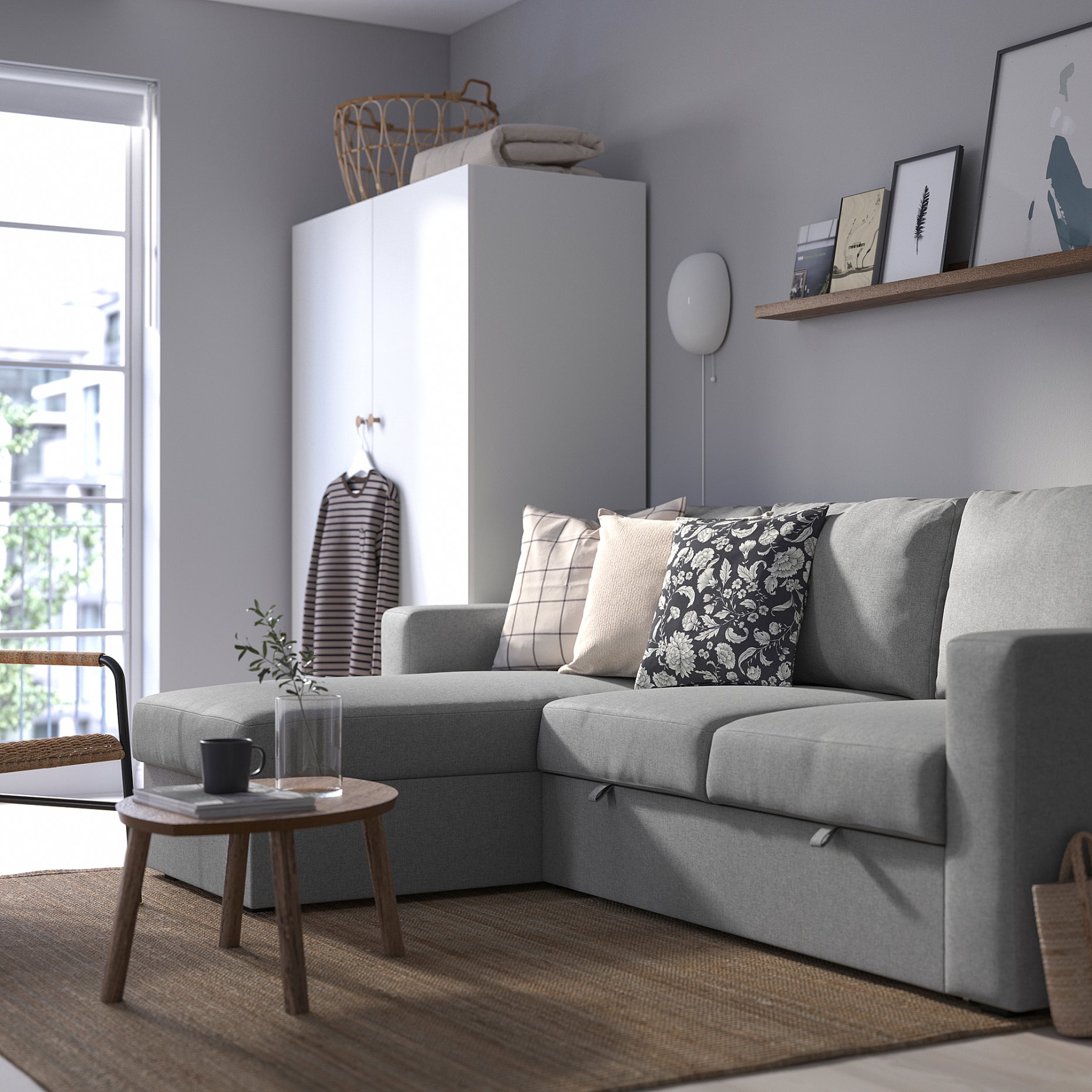 BARSLOV, 3-seat sofa-bed with chaise longue, 805.415.94