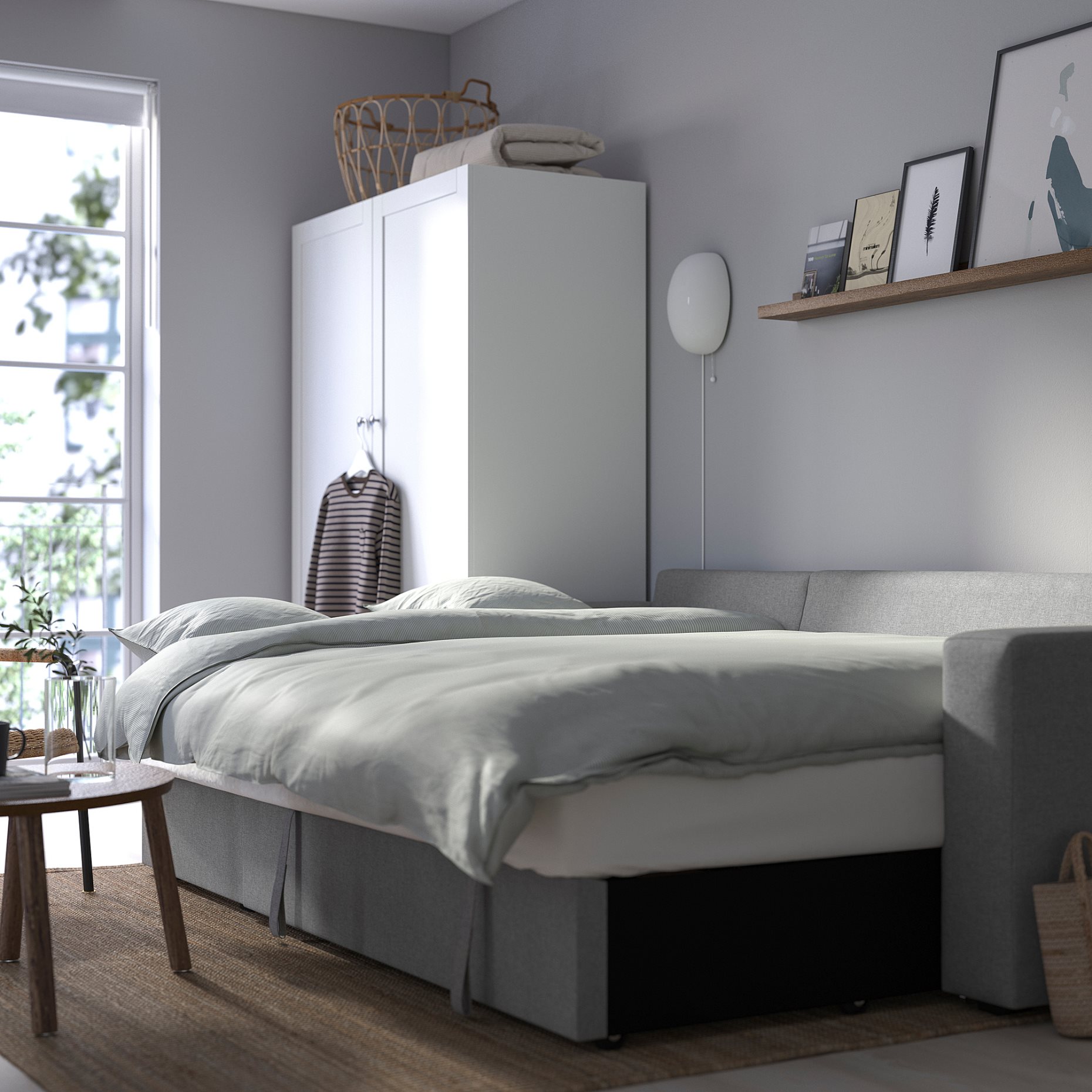 BARSLOV, 3-seat sofa-bed with chaise longue, 805.415.94
