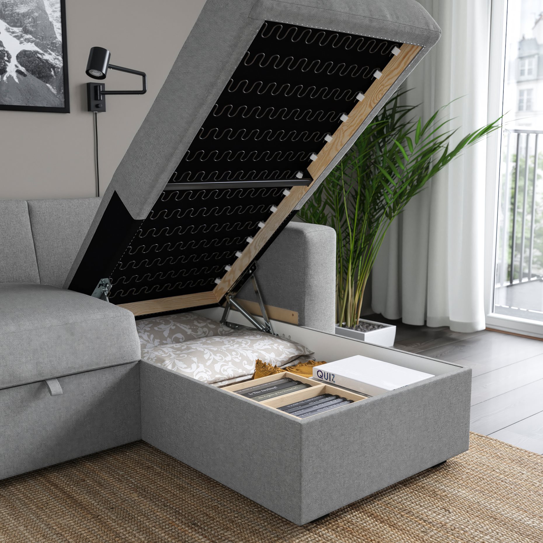 BARSLOV, 3-seat sofa-bed with chaise longue, 805.415.94