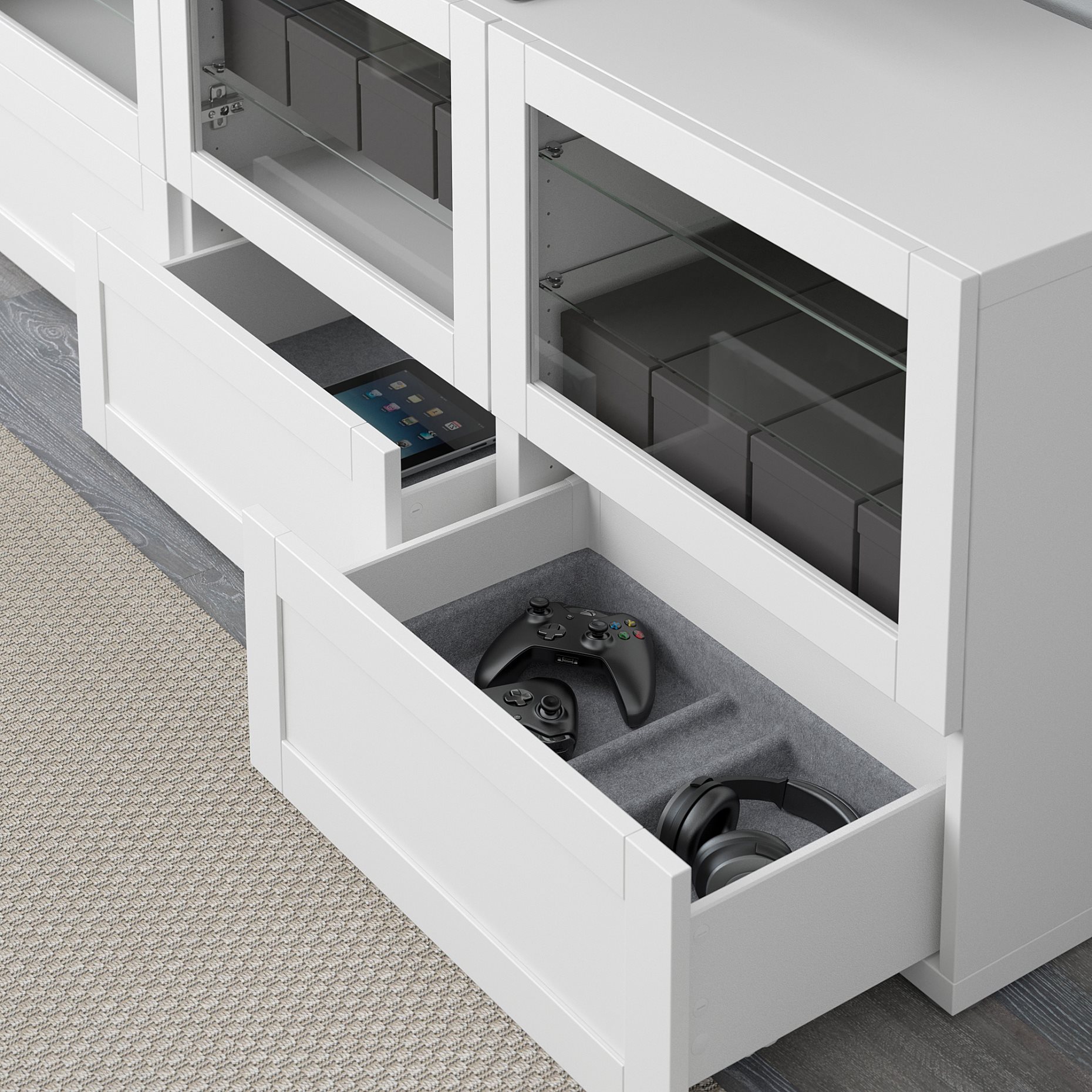 BESTÅ, TV bench with doors and drawers, 180x40x64 cm, 891.942.88