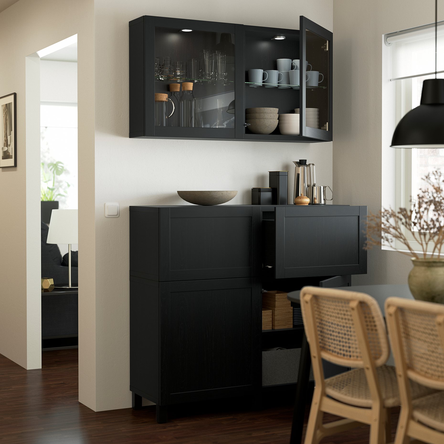 BESTÅ, storage combination with doors/drawers push open, 120x42x213 cm, 893.992.04