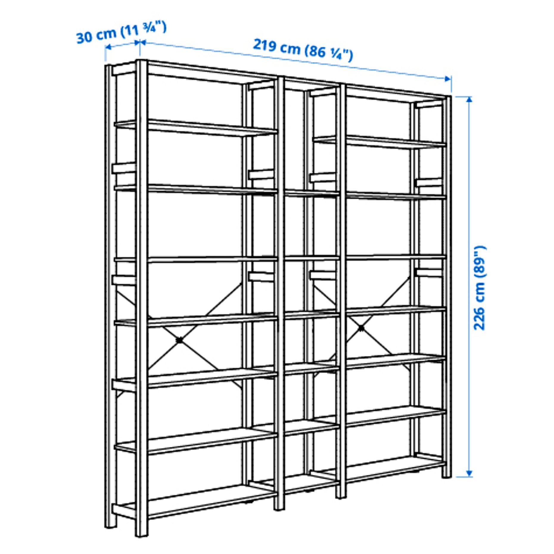 IVAR, 3 sections/shelves, 219x30x226 cm, 894.039.46
