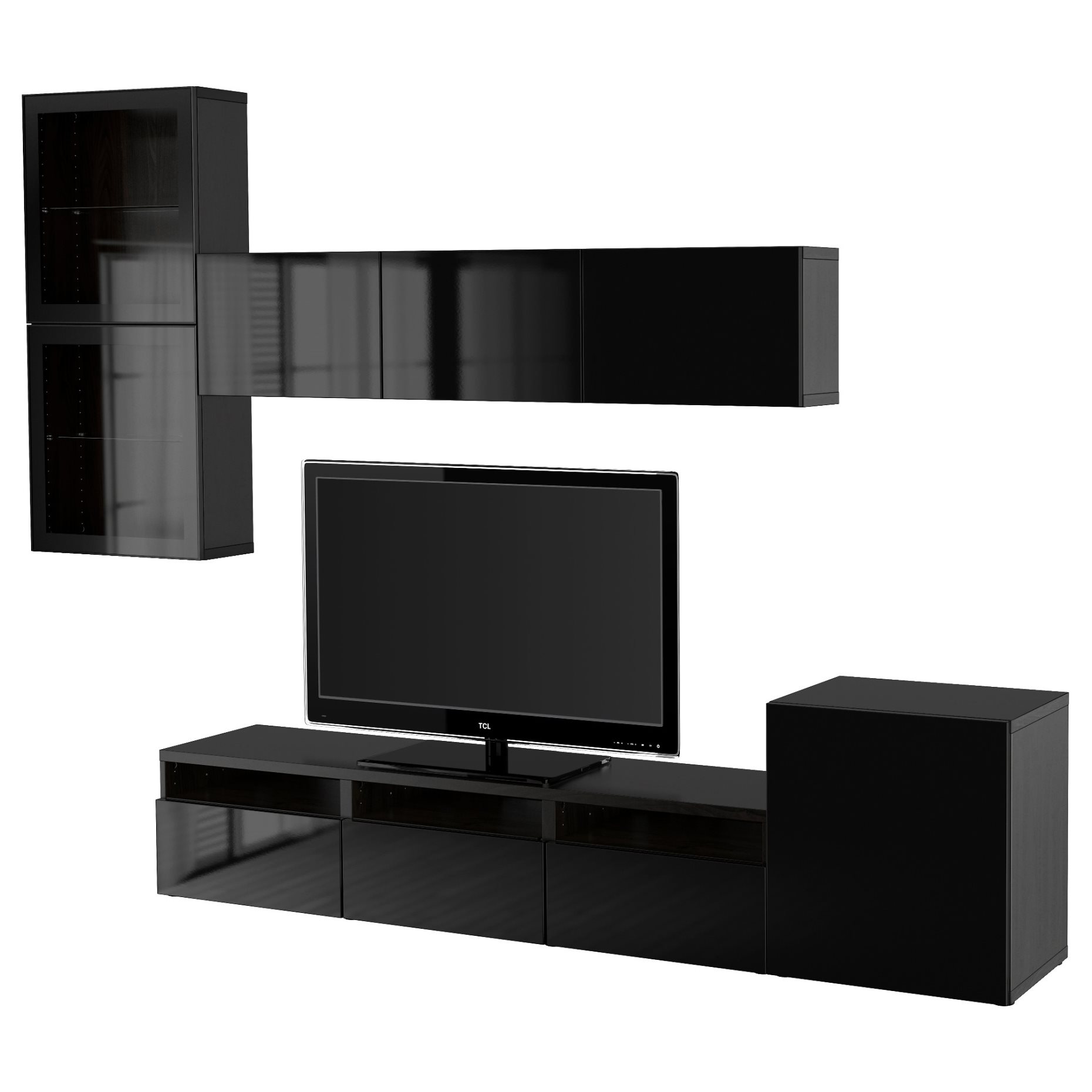 BESTÅ, TV storage combination/glass doors/drawers push open, 300x42x211 cm, 894.067.18