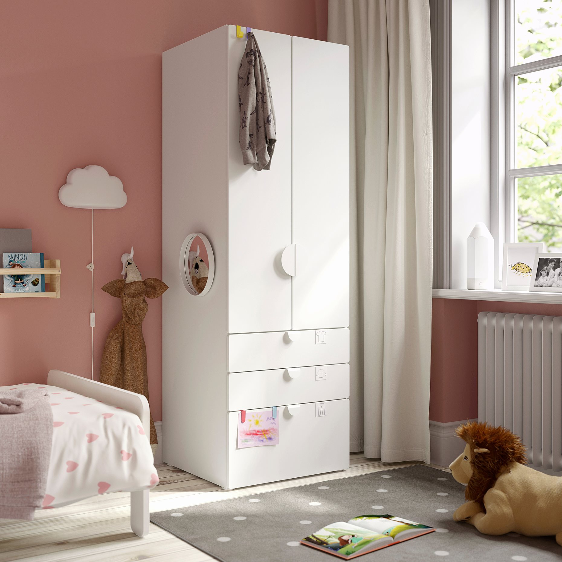 SMASTAD/PLATSA, wardrobe with 3 drawers, 60x57x181 cm, 894.283.10