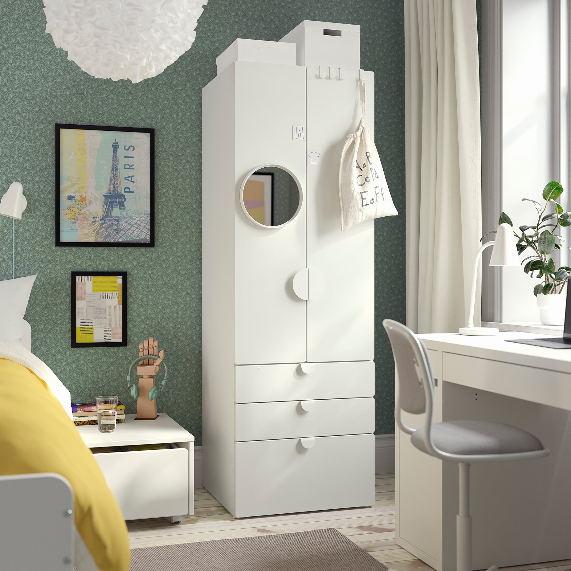 SMASTAD/PLATSA, wardrobe with 3 drawers, 60x57x181 cm, 894.283.10