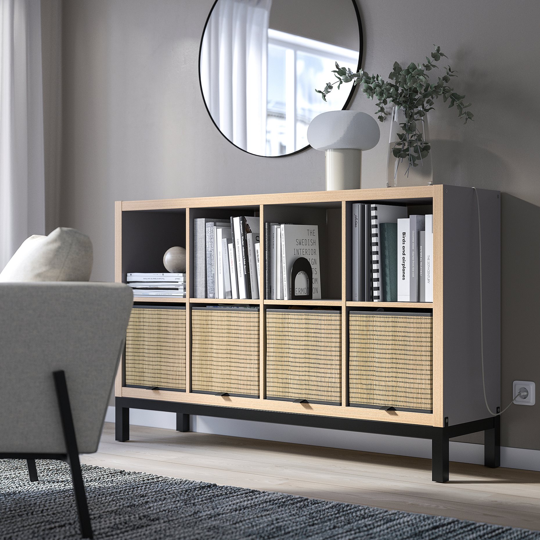 KALLAX, shelving unit with underframe, 147x94 cm, 894.426.79