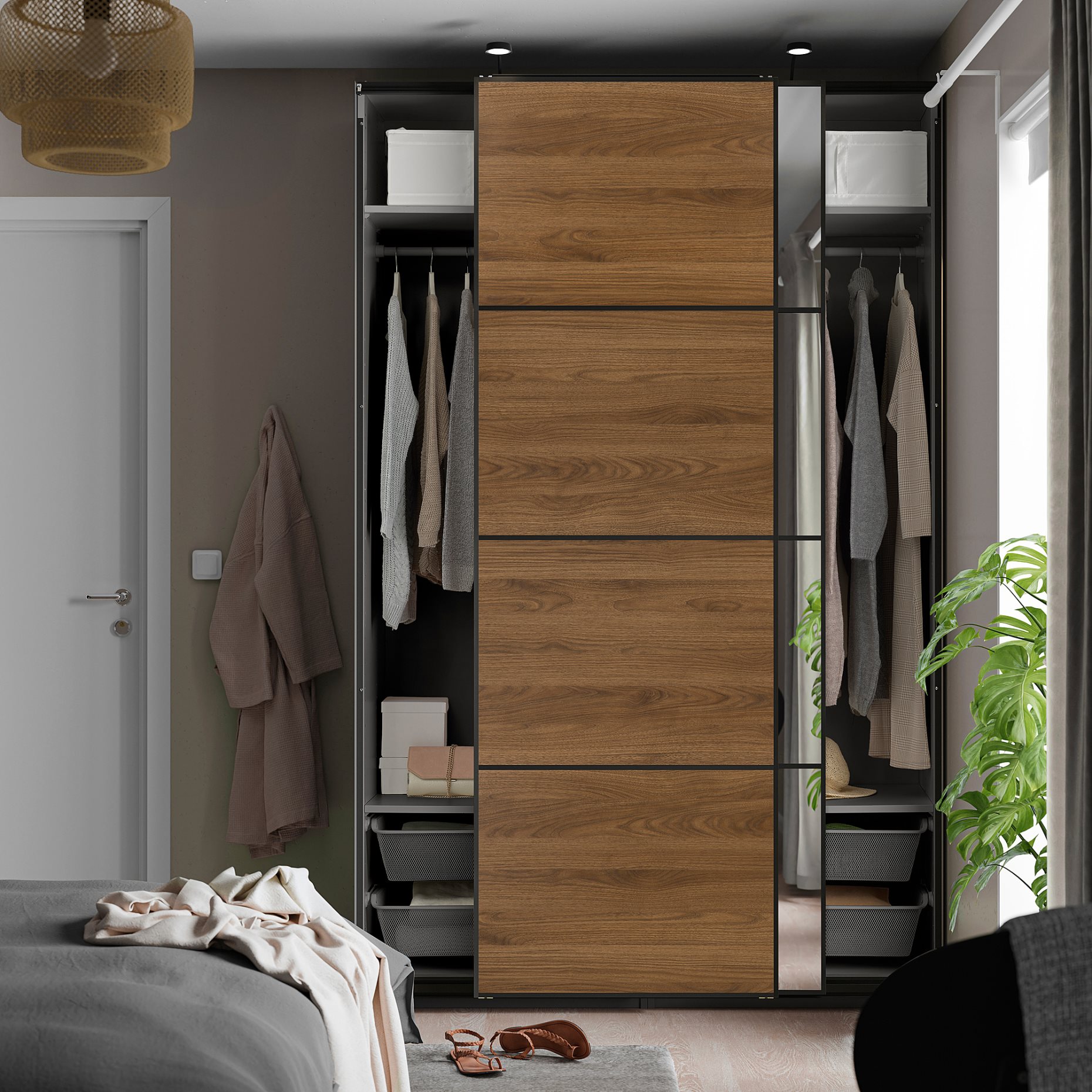 PAX/MEH/AULI, ντουλάπα με συρόμενες πόρτες, 150x66x236 cm, 896.085.42