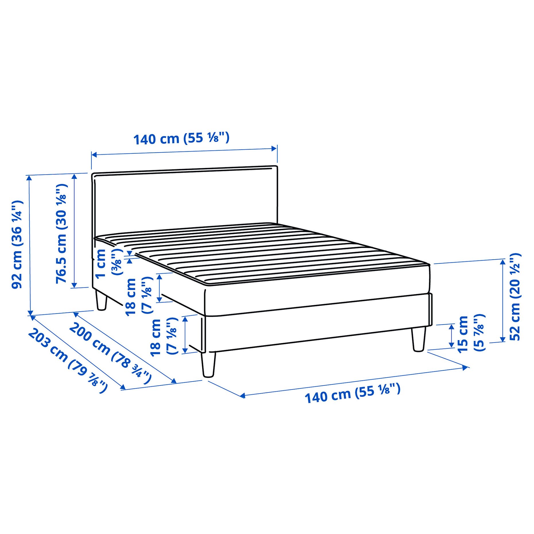 SÄBÖVIK, upholstered bed, 140x200 cm, 904.894.49