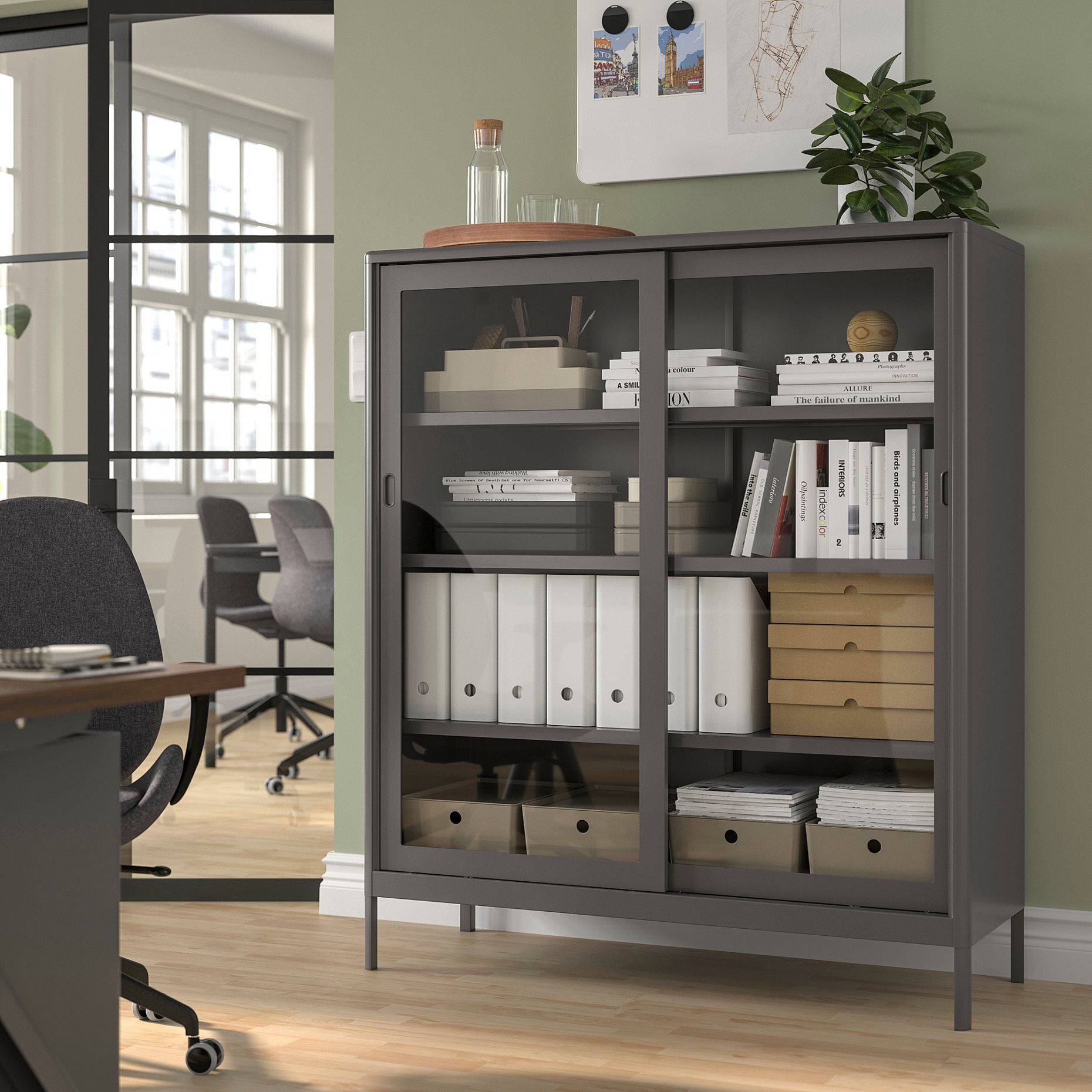 IDÅSEN, ντουλάπι με συρόμενες γυάλινες πόρτες, 120x140 cm, 904.963.84