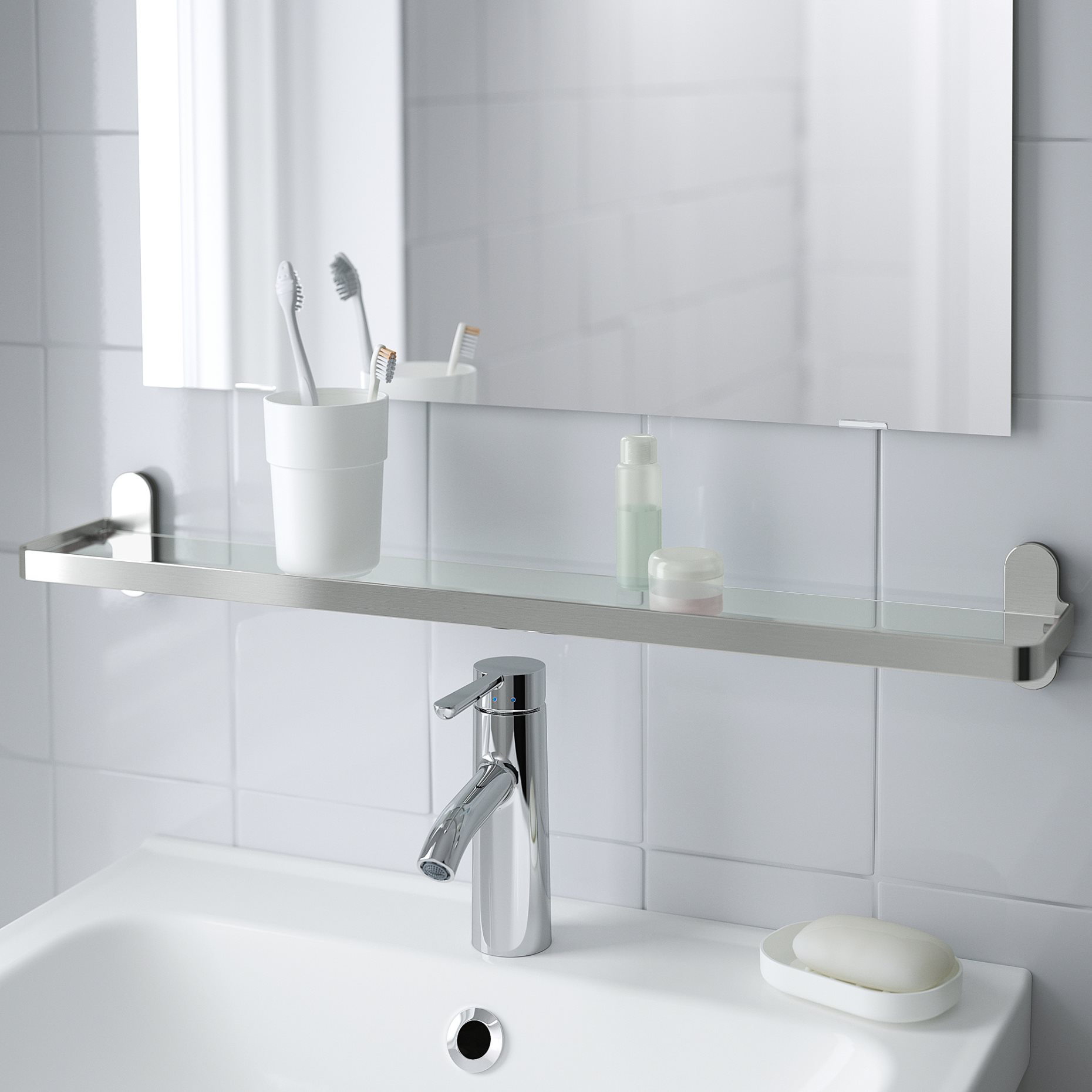 BROGRUND, glass shelf, 67x11 cm, 905.246.74