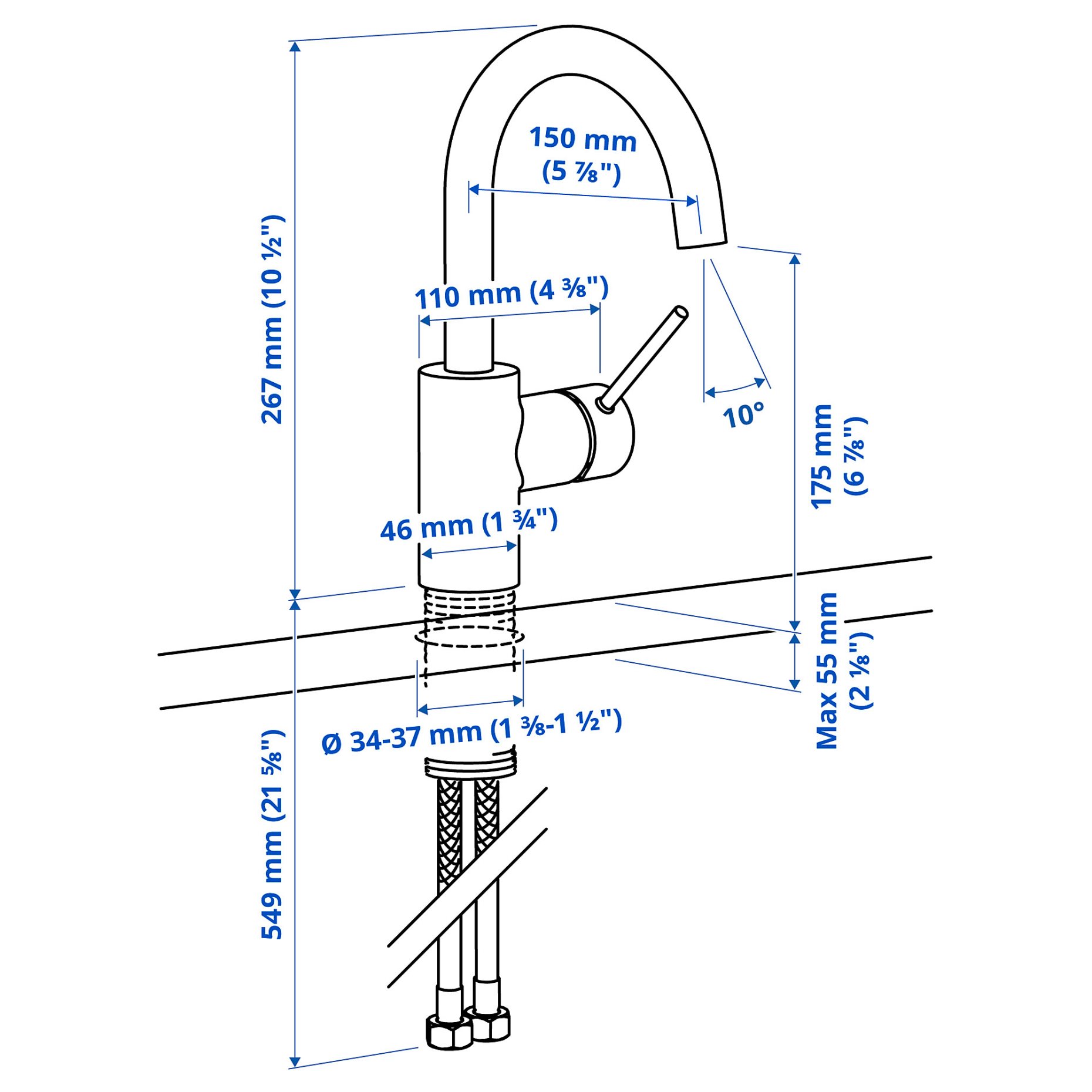 SALLSJÖN, kitchen mixer tap single side lever, 906.020.25
