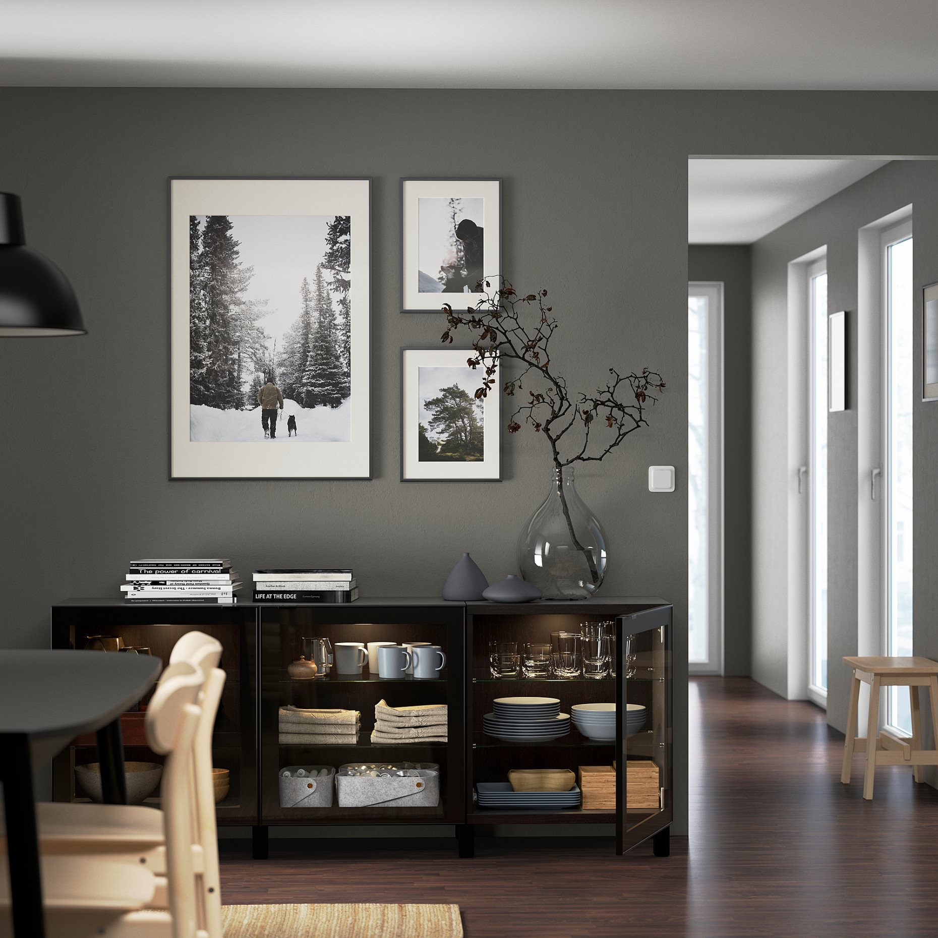 BESTÅ, σύνθεση αποθήκευσης με πόρτες, 180x42x74 cm, 991.399.13