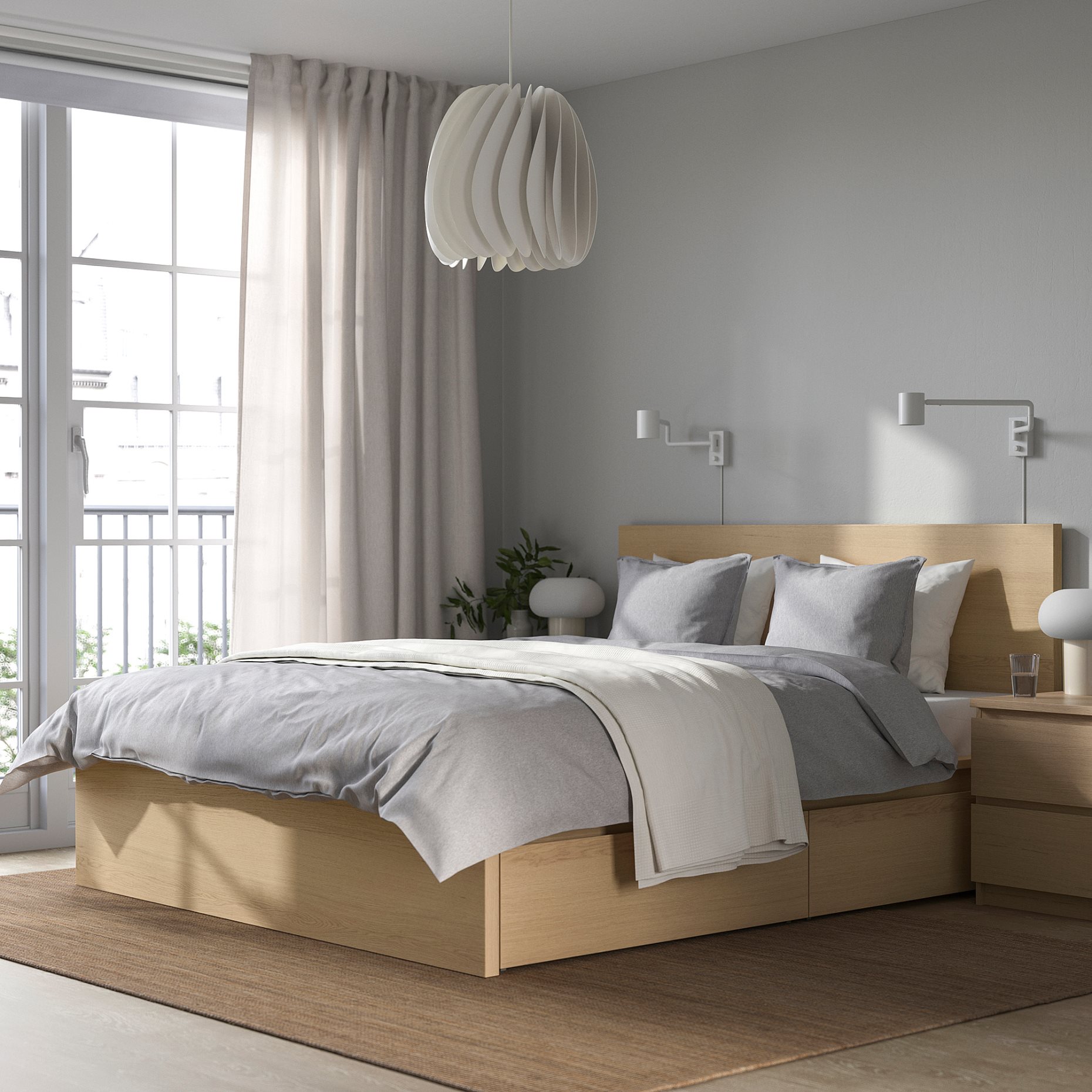 MALM, bed frame/high with 4 storage boxes, 140X200 cm, 991.750.72
