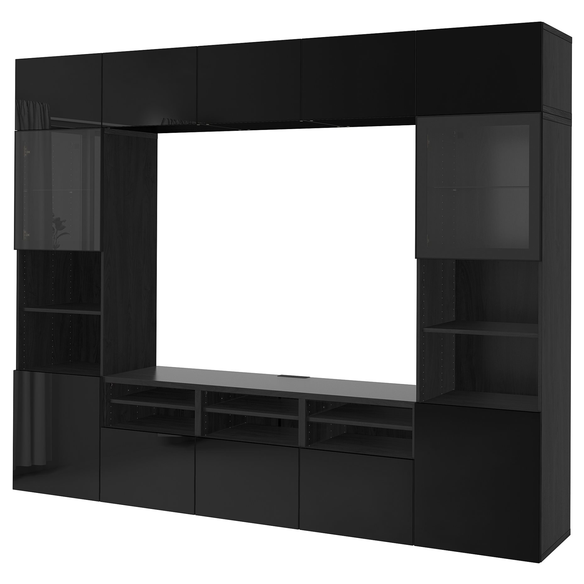 BESTÅ, TV storage combination/glass doors/drawers soft closing, 300x42x231 cm, 994.110.31