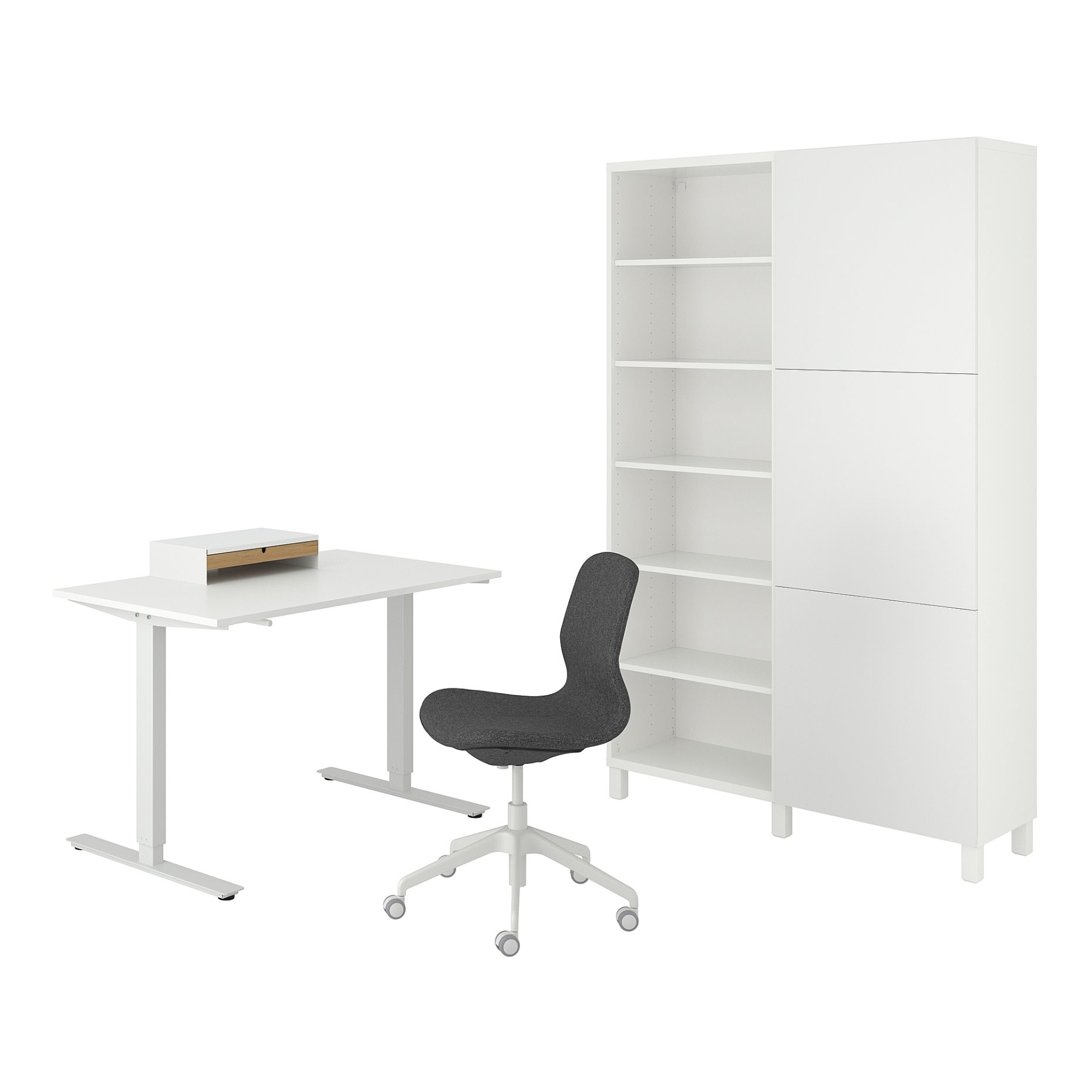 TROTTEN/LANGFJALL/BESTA/LAPPVIKEN, desk and storage combination with swivel chair, 994.365.88