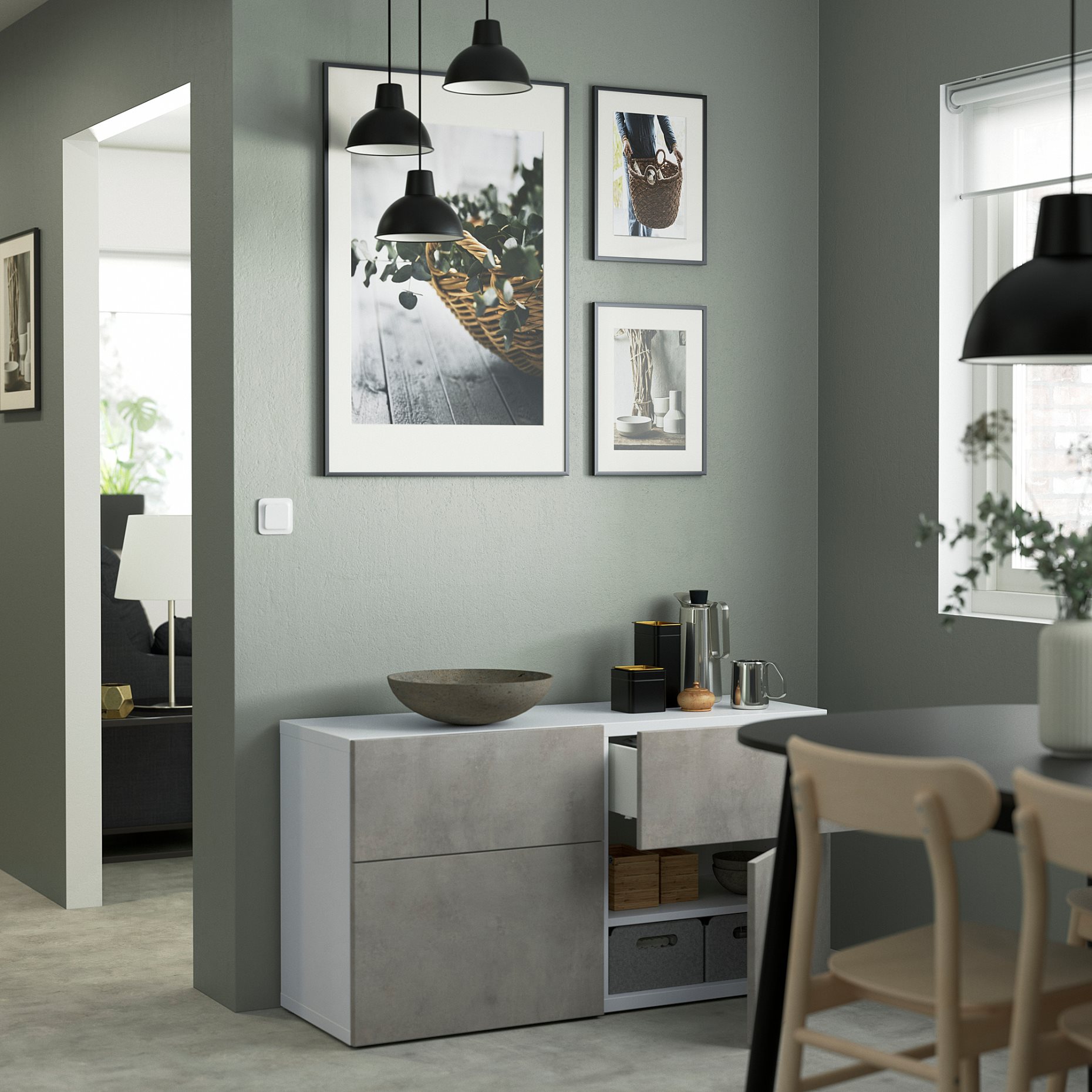 BESTÅ, storage combination with doors/drawers soft-closing, 120x42x65 cm, 994.404.39