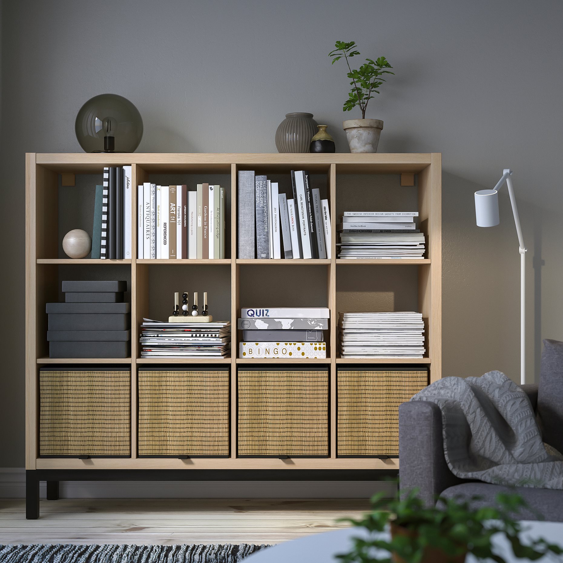 KALLAX, shelving unit with underframe, 147x129 cm, 994.427.11