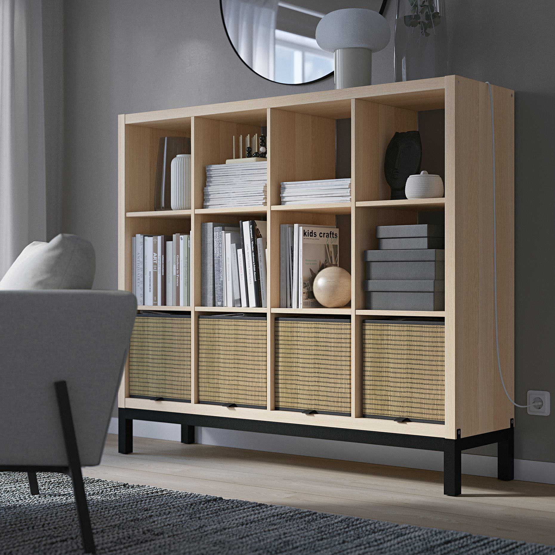 KALLAX, shelving unit with underframe, 147x129 cm, 994.427.11