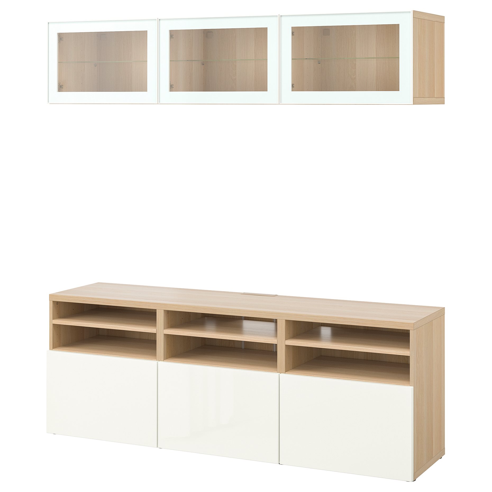 BESTÅ, TV storage combination/glass doors/drawers soft closing, 180x42x192 cm, 994.887.99