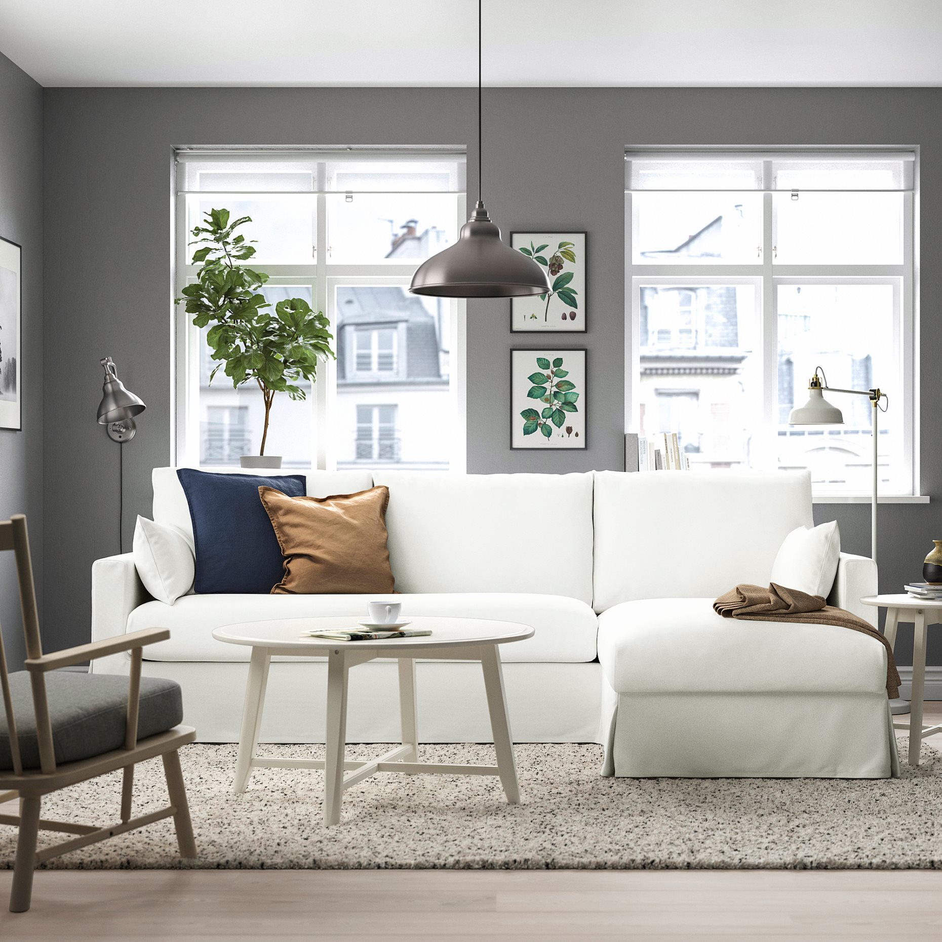 HYLTARP, 3-seat sofa with chaise longue, right, 994.958.32