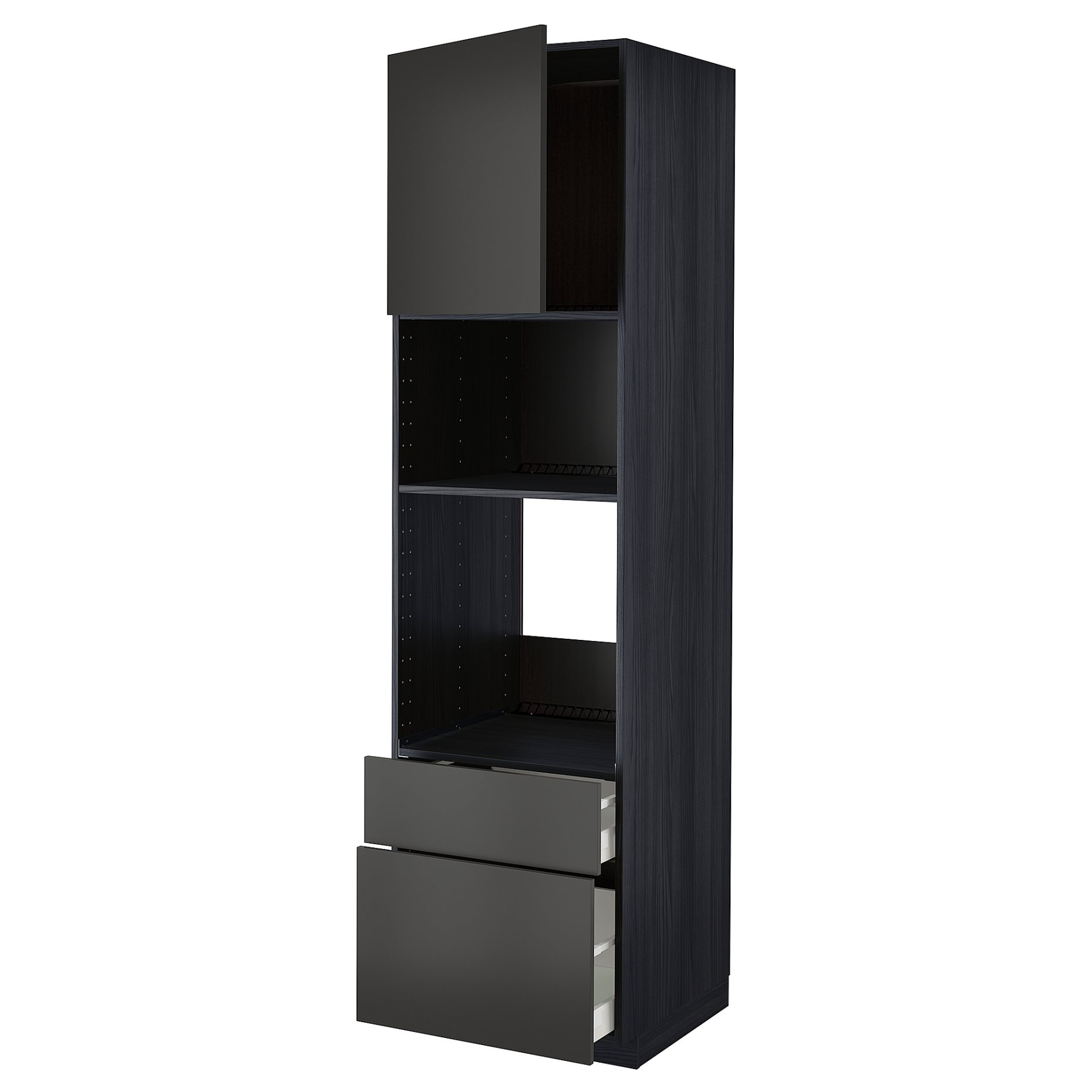 METOD/MAXIMERA, high cabinet for oven/microwave with door/2 drawers, 60x60x220 cm, 994.975.67