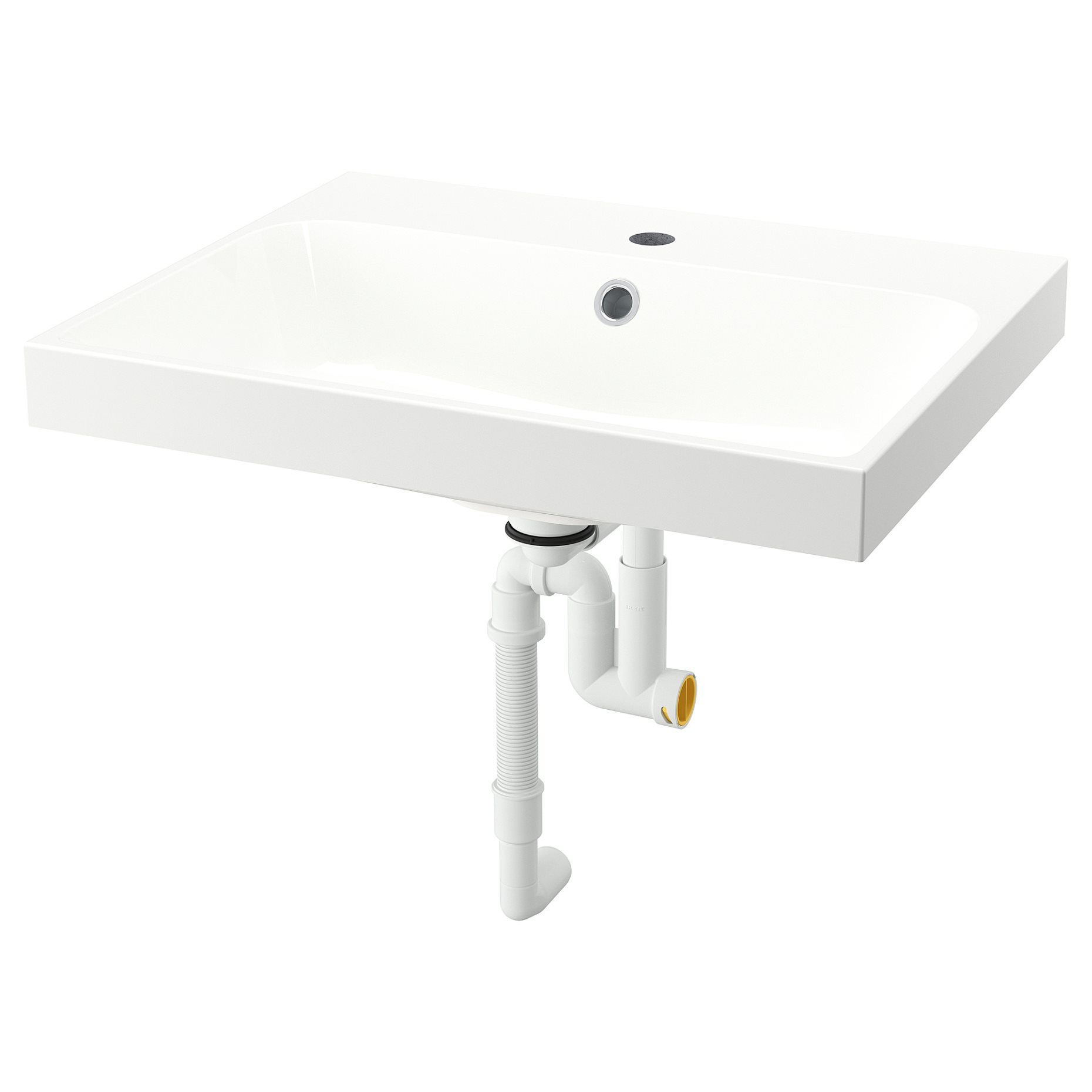 BACKSJON, wash-basin with water trap, 60x48 cm, 995.167.59