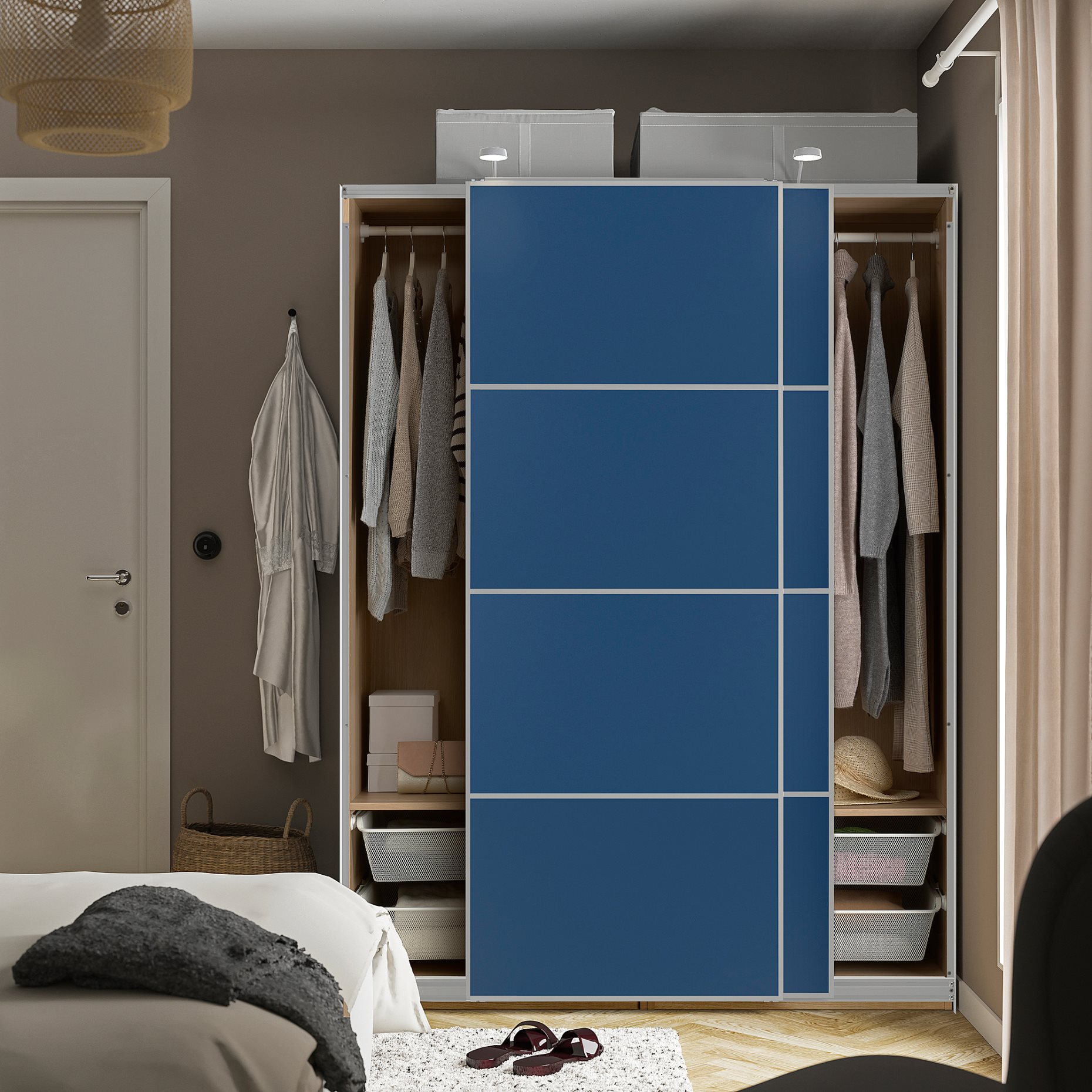 PAX/MEHAMN, wardrobe with sliding doors, 150x66x201 cm, 996.085.46