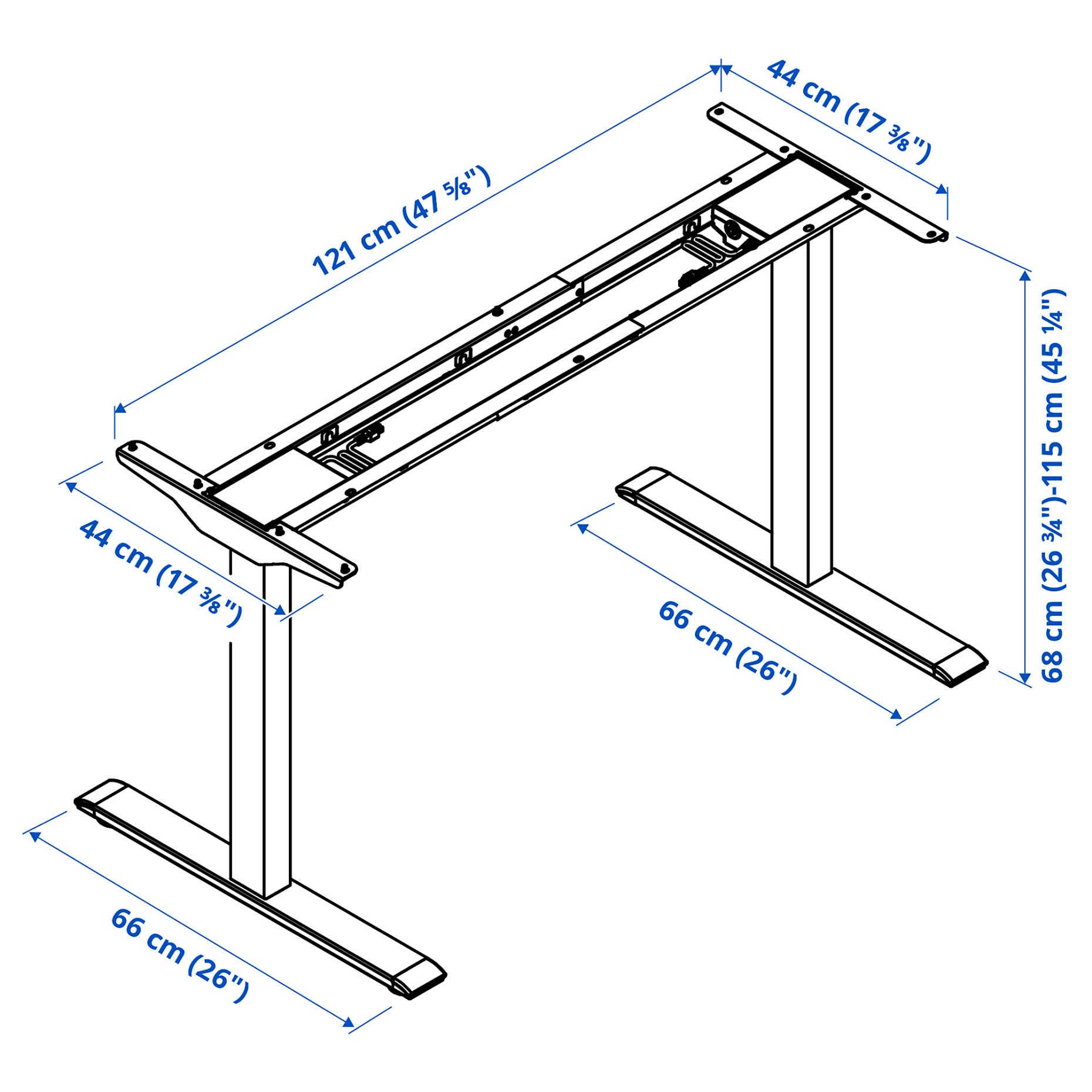 RODULF, underframe sit/stand for table top, 140x80 cm, 004.973.78