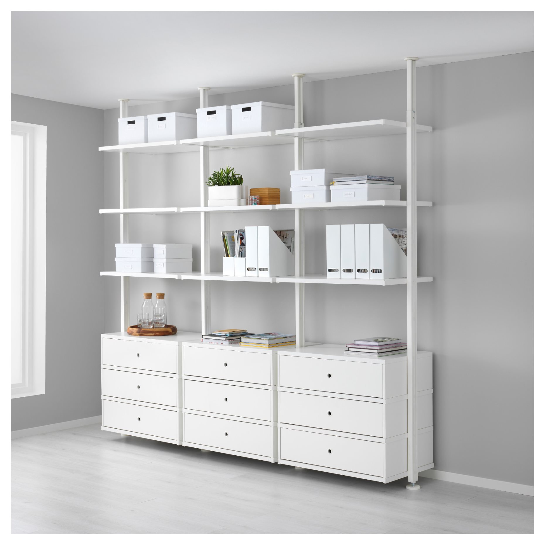 ELVARLI, open storage combination, 258x51x222-350 cm, 091.878.09