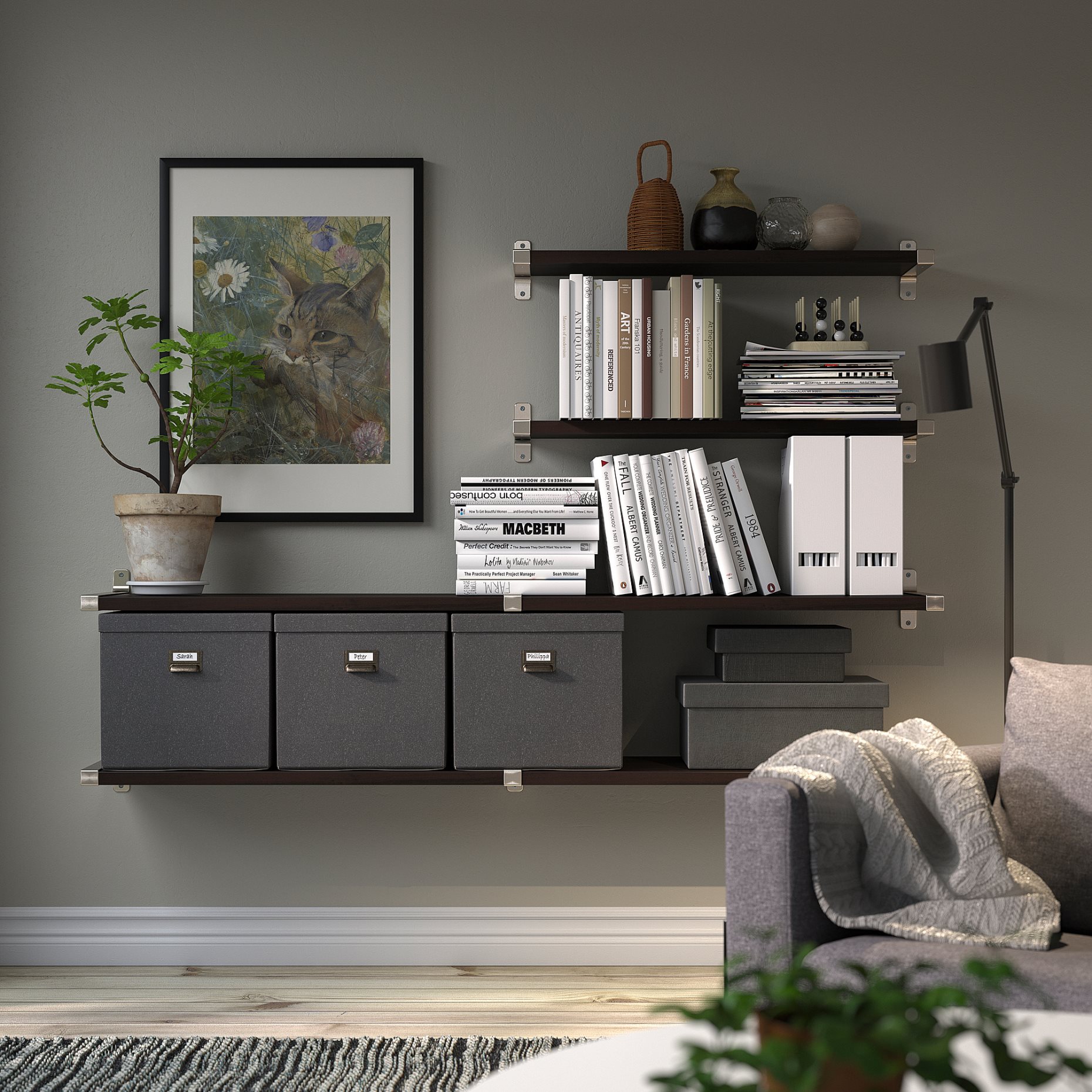 BERGSHULT/GRANHULT, wall shelf combination, 160x30 cm, 092.910.66