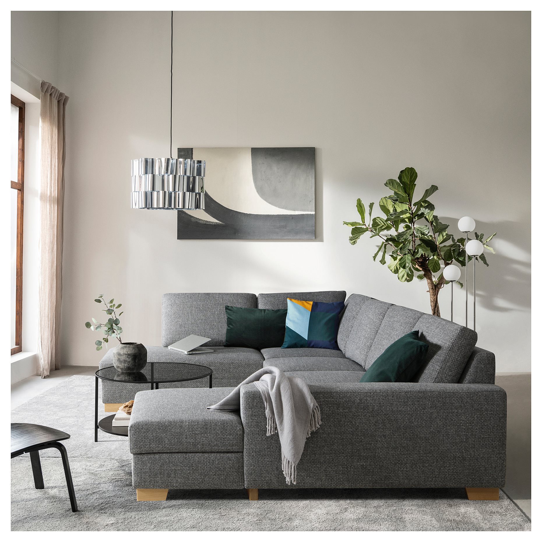 SÖRVALLEN, corner sofa 4-seat with chaise longue/right, 093.041.44