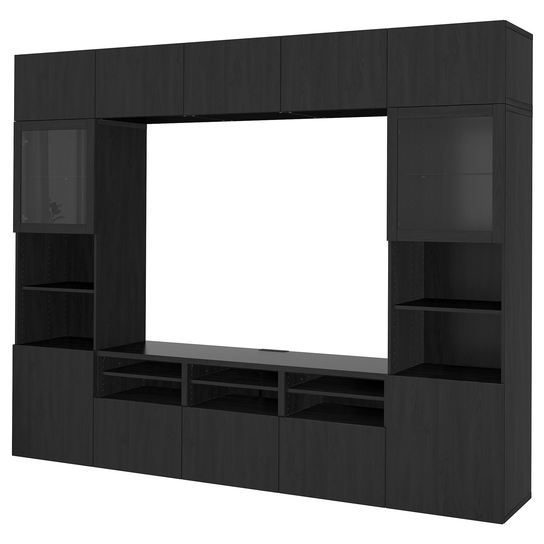 BESTÅ, σύνθεση αποθήκευσης TV/γυάλινες πόρτες/συρτάρια με μαλακό κλείσιμο, 300x42x231 cm, 094.110.02