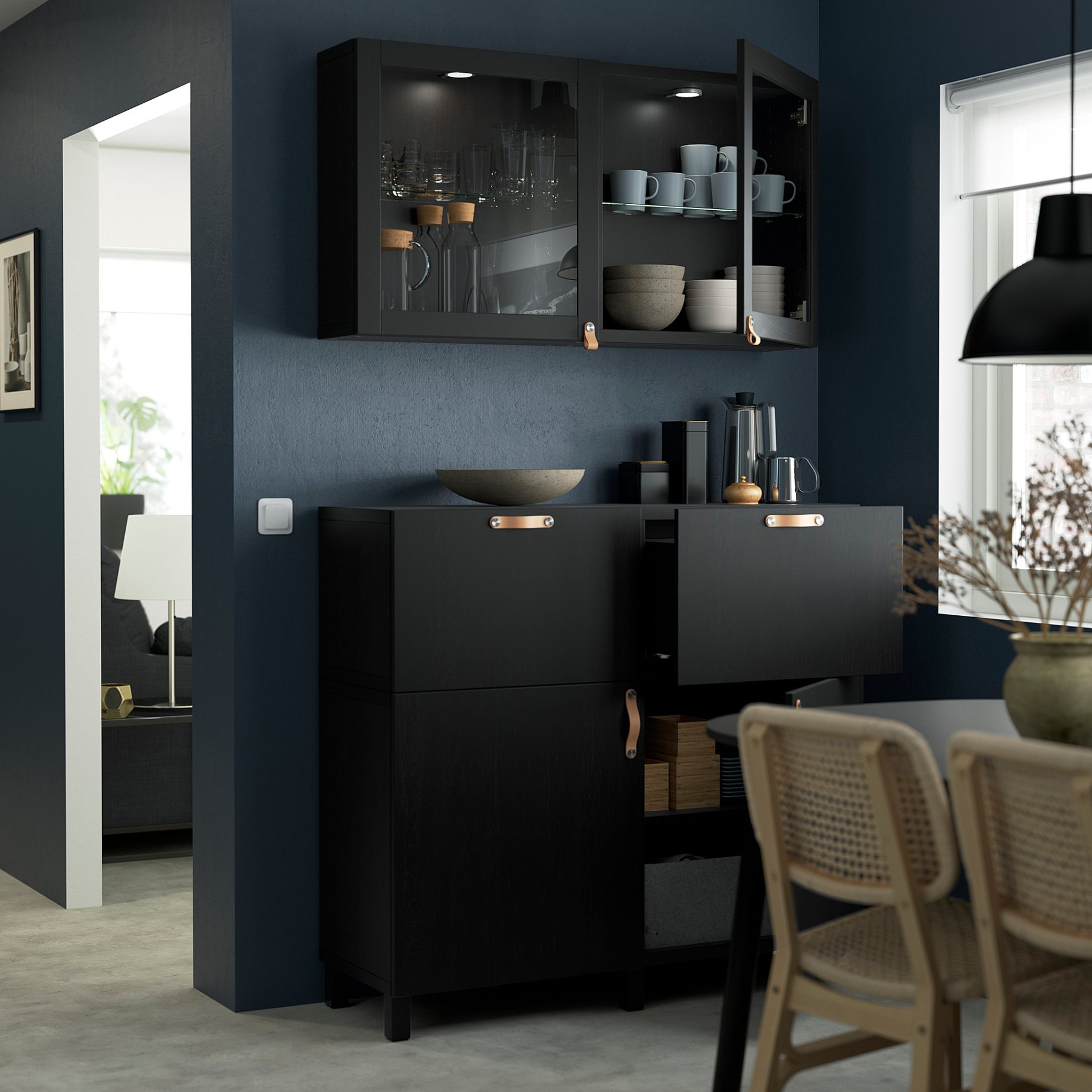 BESTÅ, storage combination with doors/drawers soft closing, 120x42x213 cm, 094.124.93