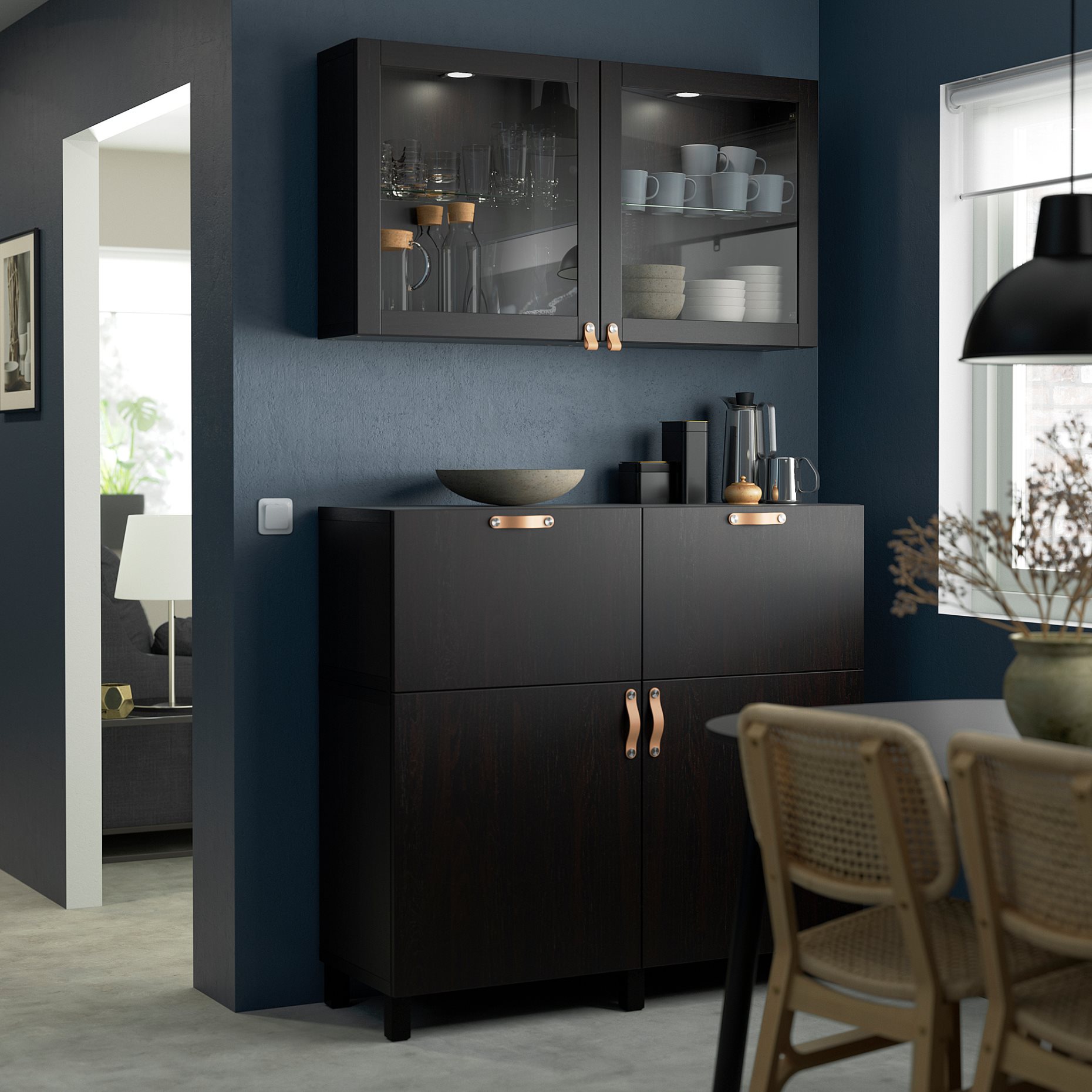 BESTÅ, storage combination with doors/drawers soft closing, 120x42x213 cm, 094.124.93