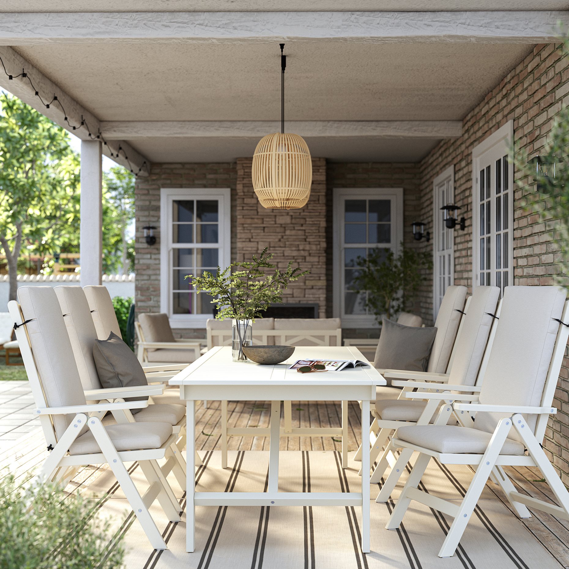 BONDHOLMEN, table/6 reclining chairs, outdoor, 095.512.38