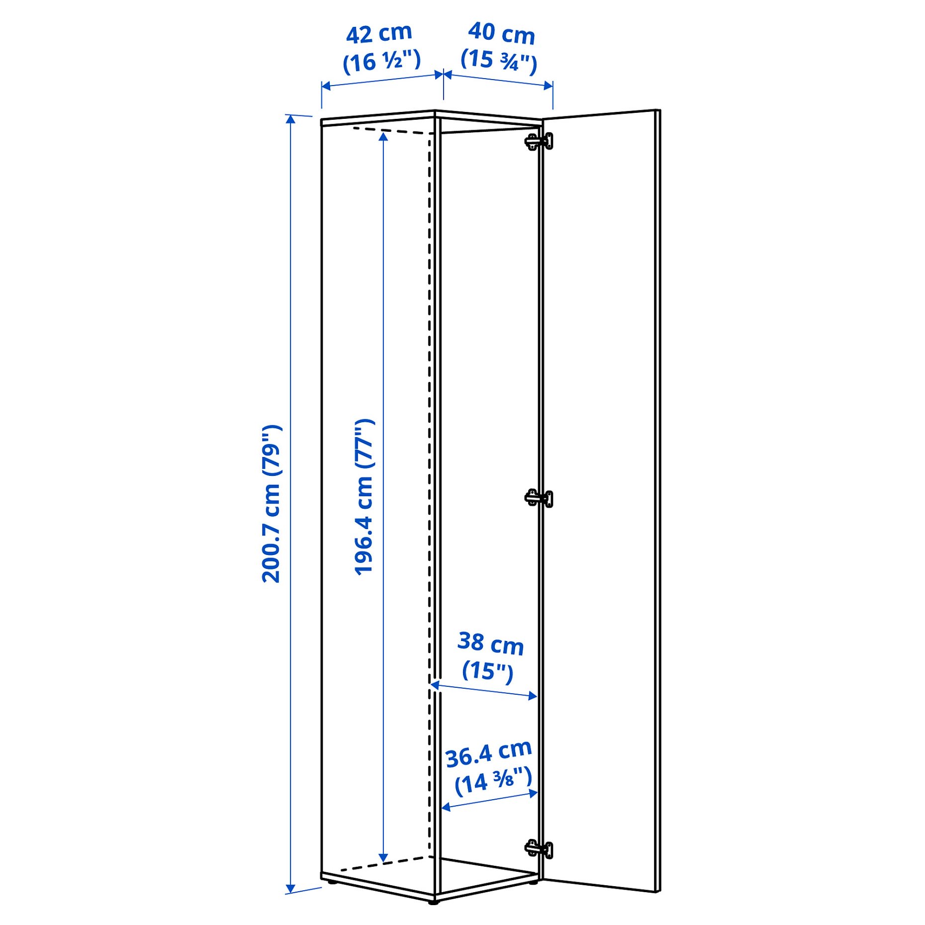 LASTARE, frame with door, 40x42x200 cm, 105.964.67