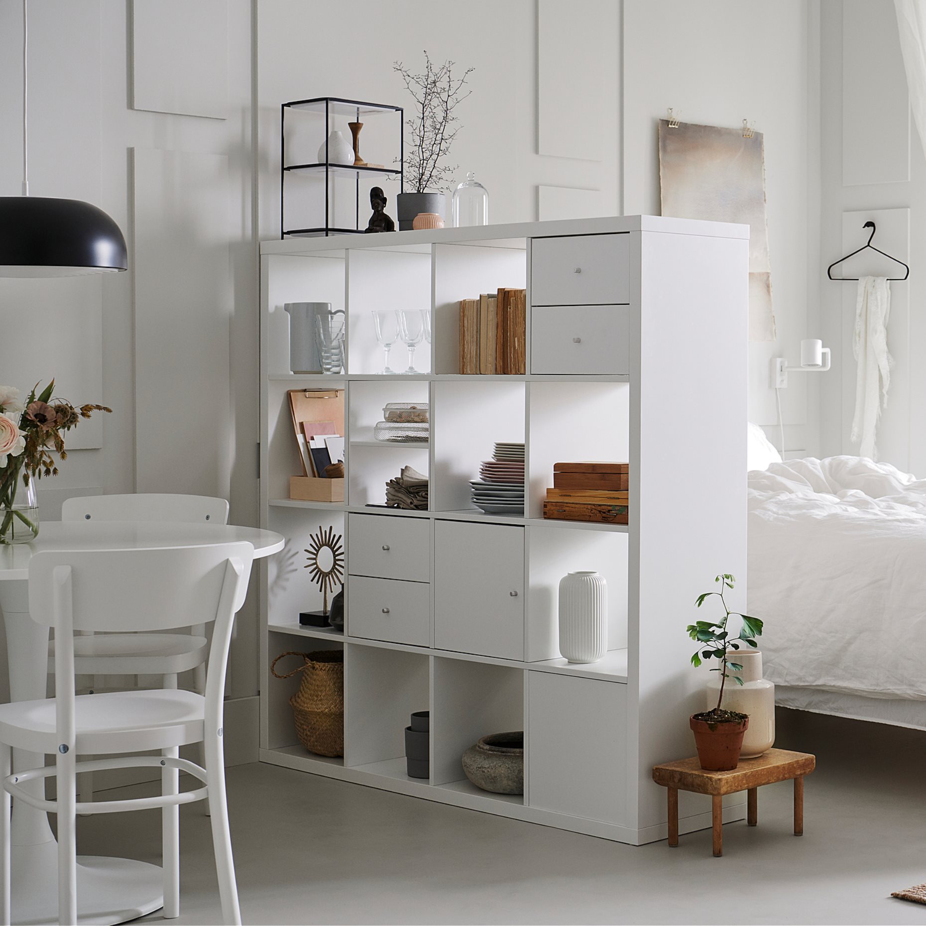 KALLAX, shelving unit with 4 inserts, 147x147 cm, 192.783.28