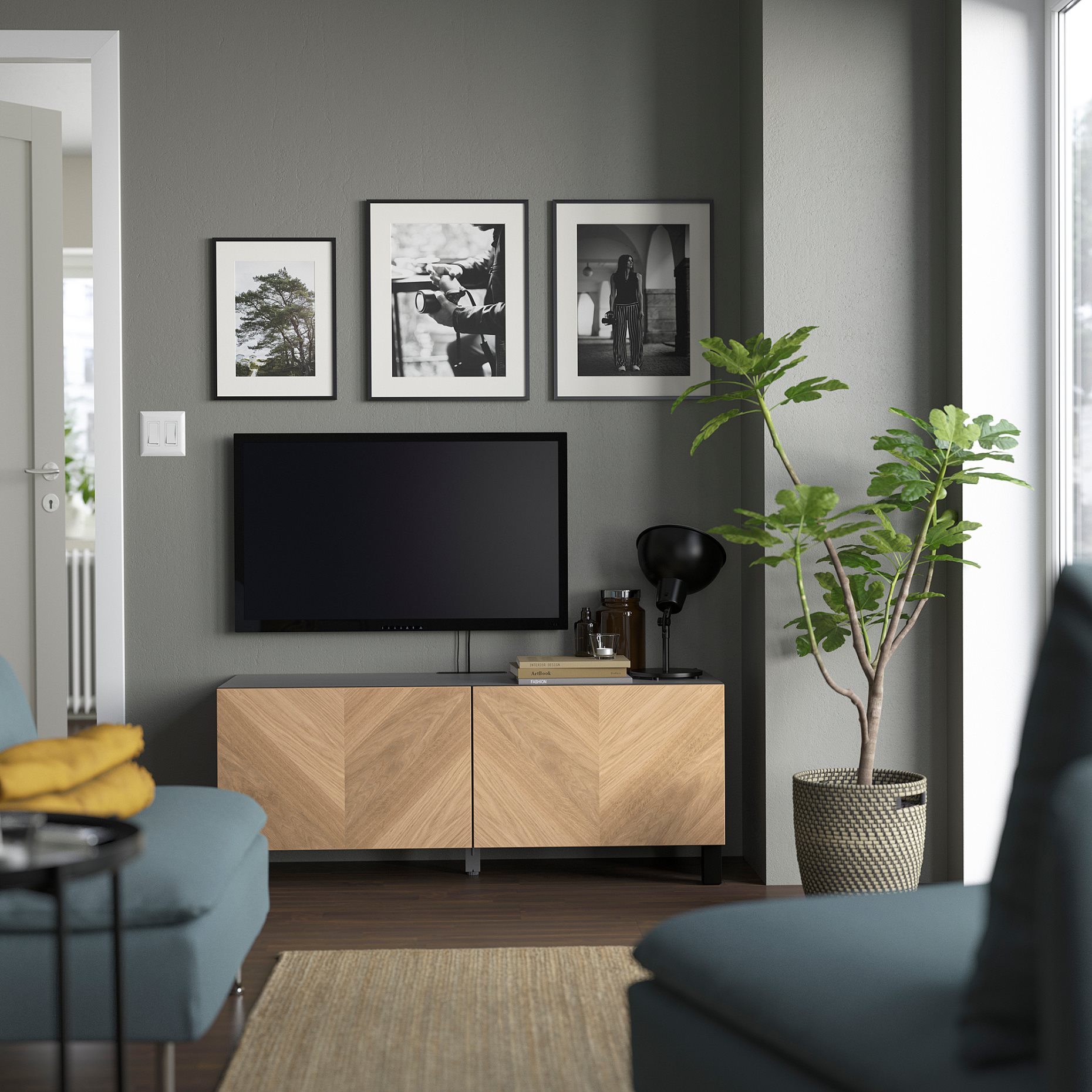 BESTÅ, TV bench with doors, 120x42x48 cm, 194.196.20