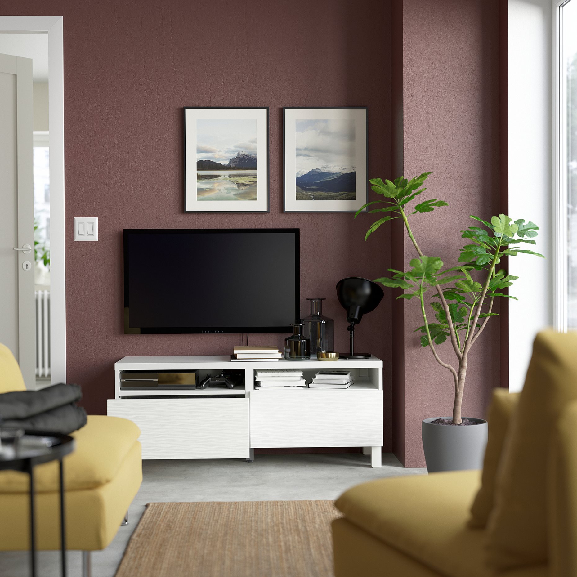 BESTÅ, TV bench with drawers push open, 120x42x48 cm, 194.199.41
