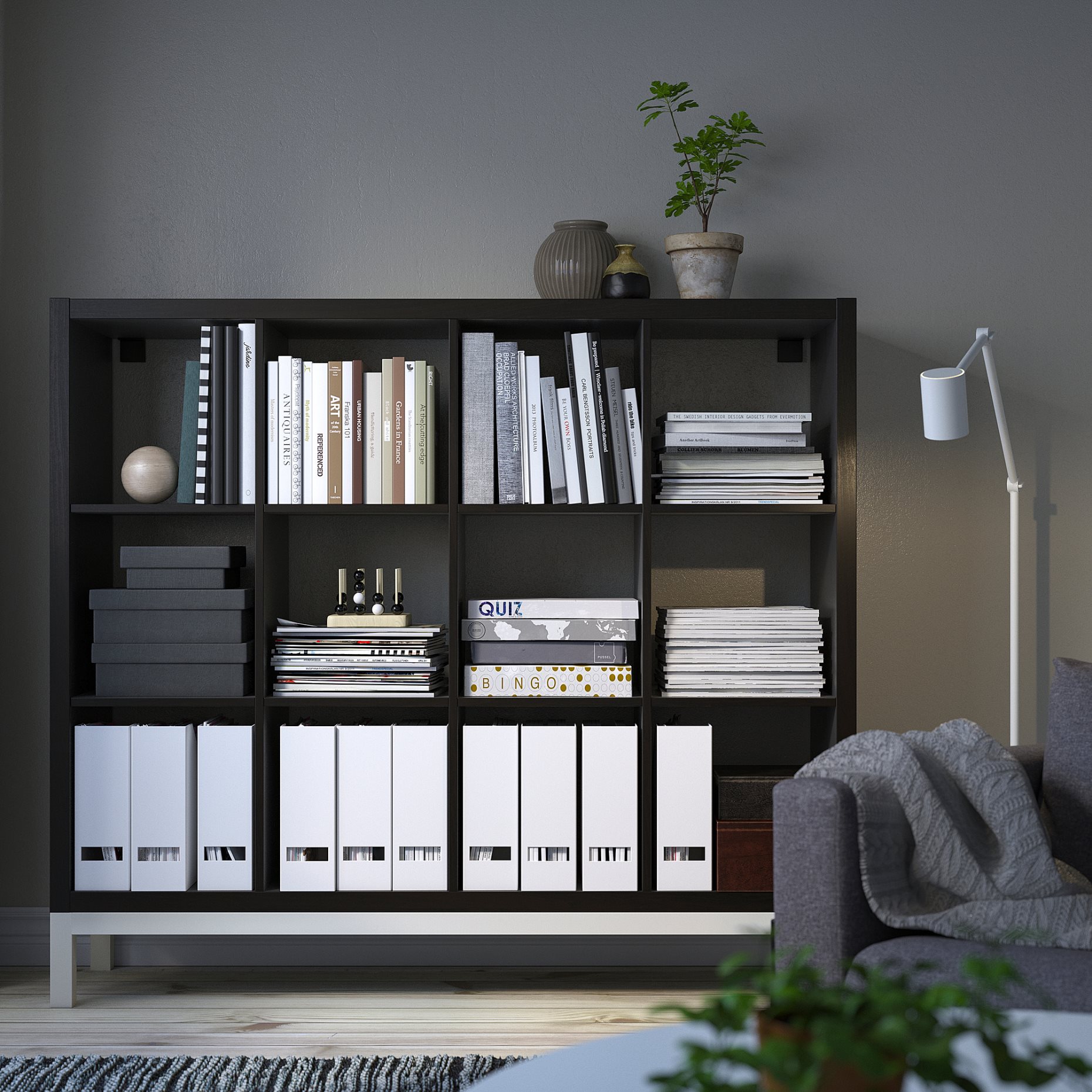 KALLAX, shelving unit with underframe, 147x129 cm, 194.426.92