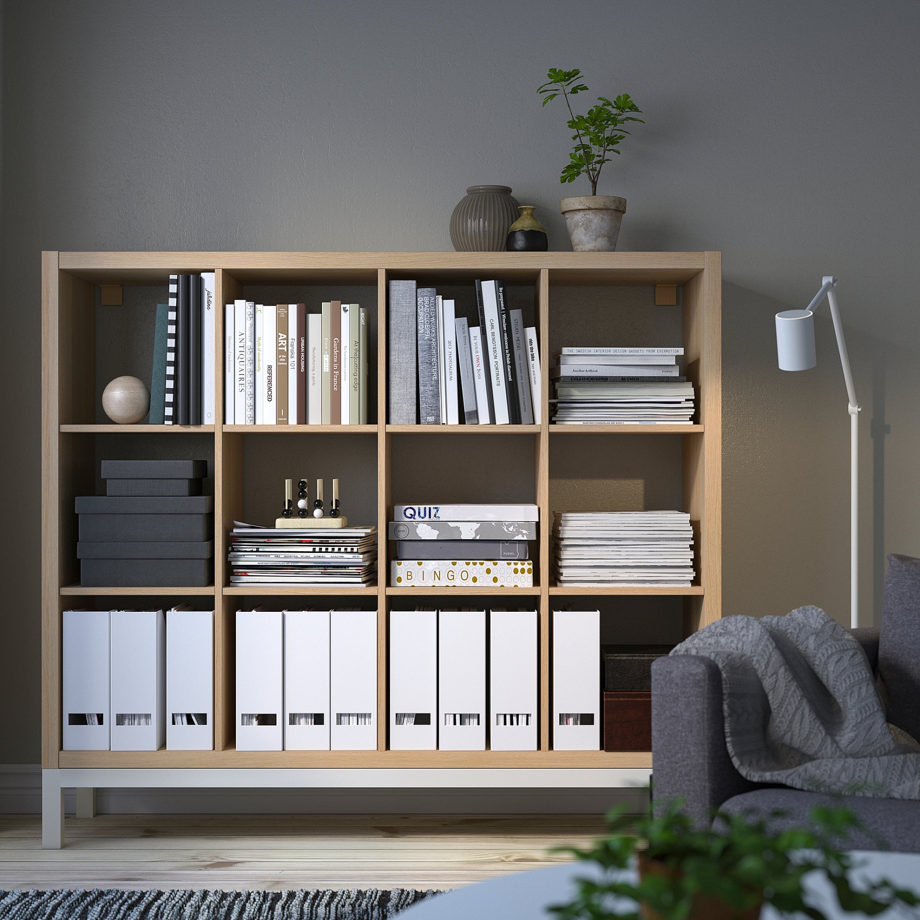 KALLAX, shelving unit with underframe, 147x129 cm, 194.427.10