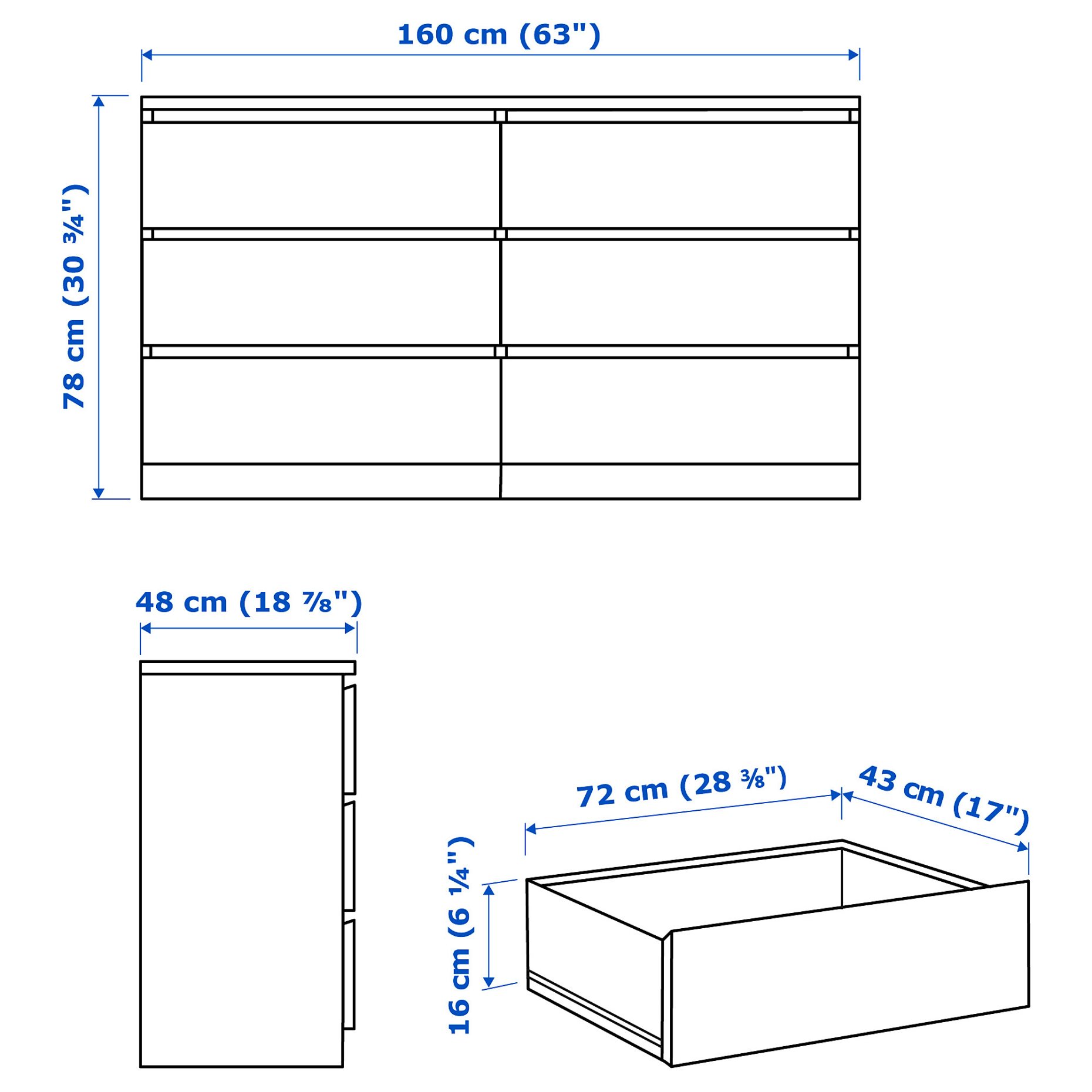MALM, bedroom furniture/set of 4, 140x200 cm, 194.882.13