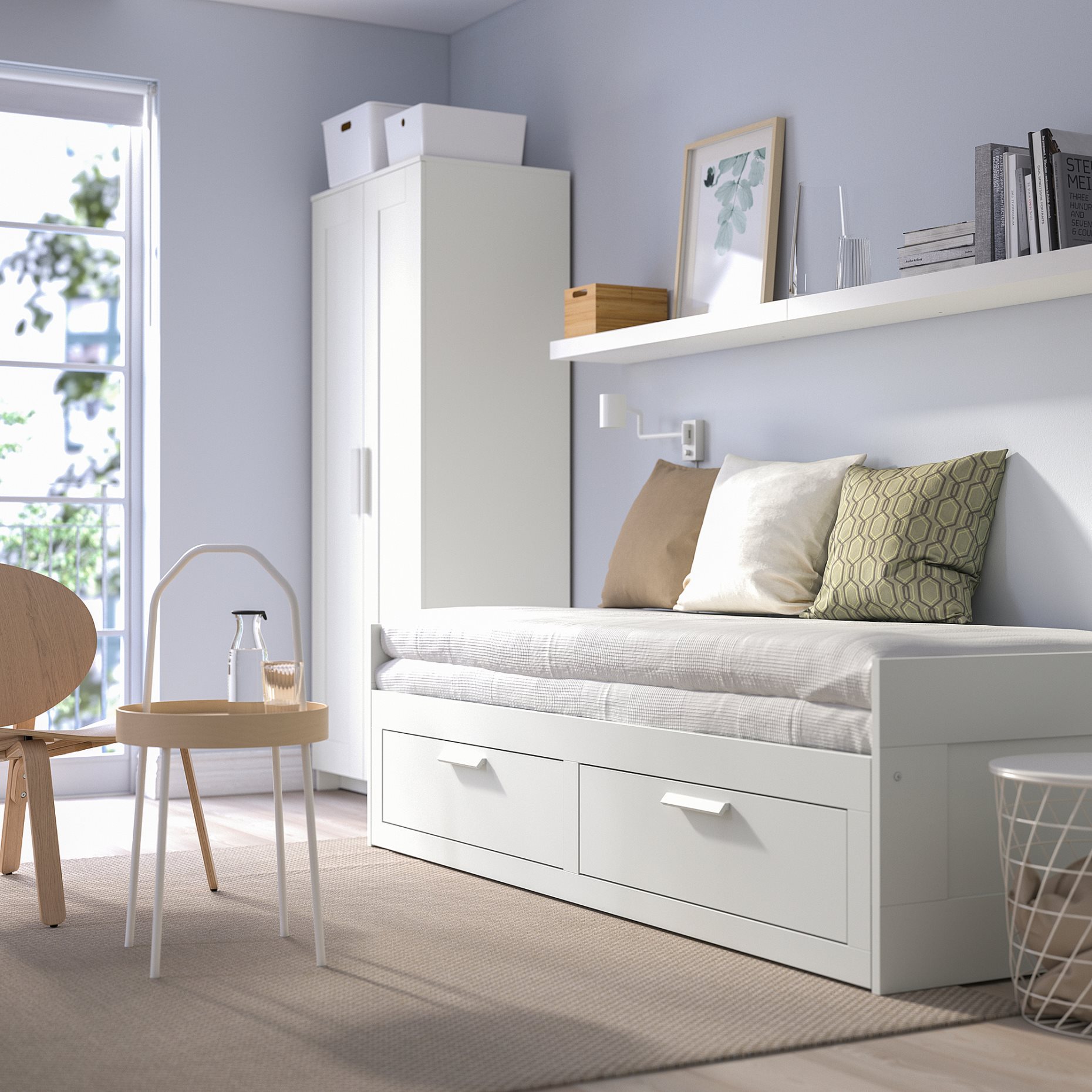BRIMNES, κρεβάτι επισκέπτη day bed 2 συρτάρια/2 στρώματα, 80x200 cm, 194.973.40